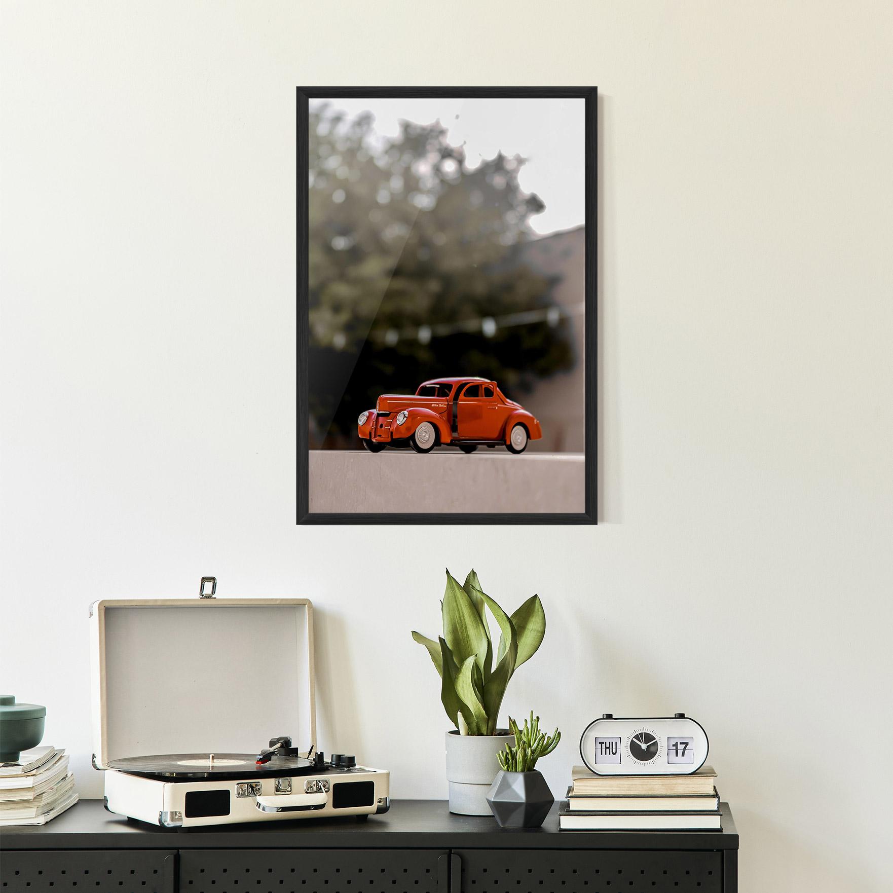 Keretezett Poszter Orange Toy Car mockup 2