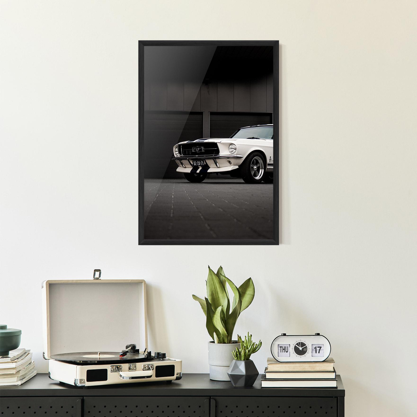 Keretezett Poszter White Vintage Car mockup 2