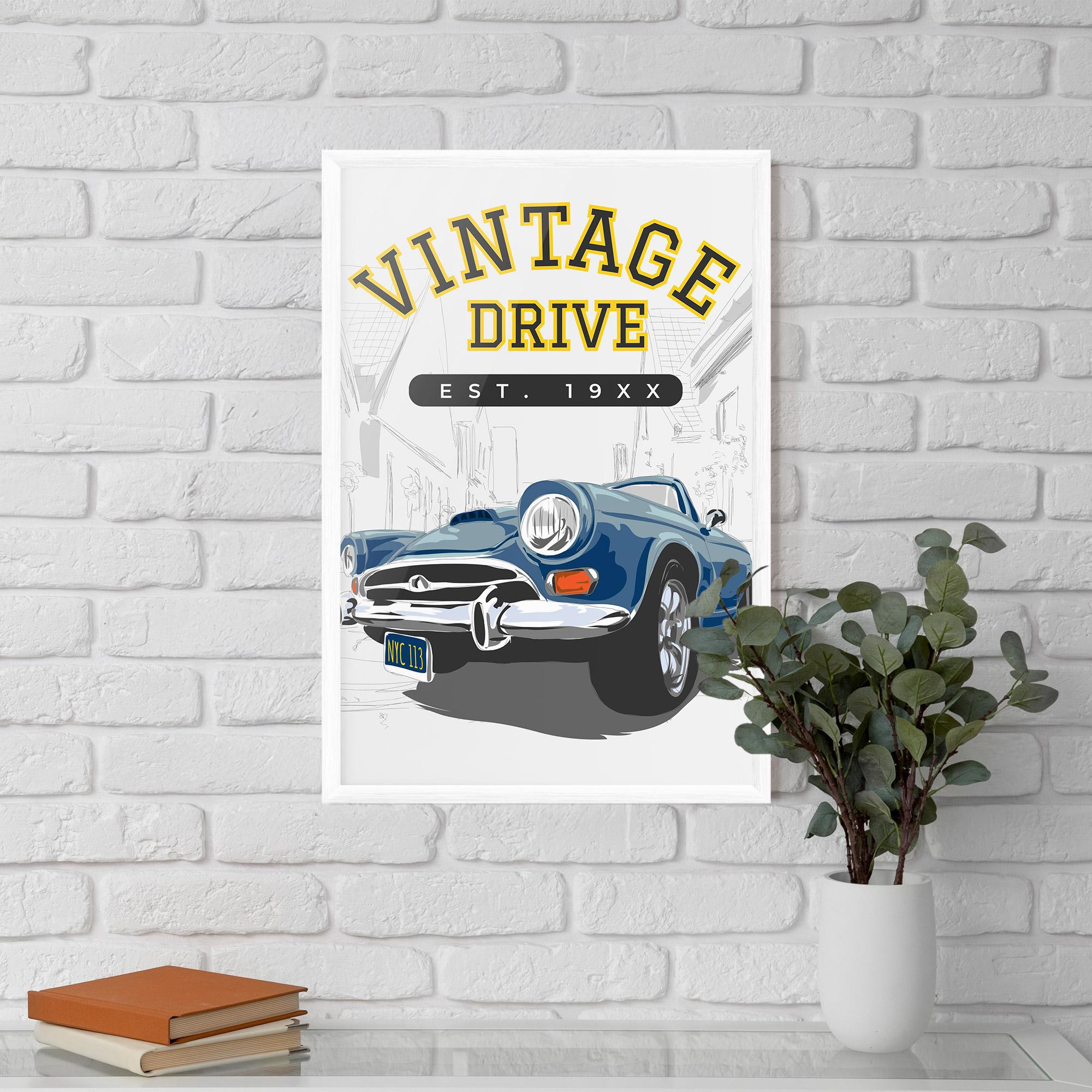 Keretezett Poszter Vintage Drive mockup 5