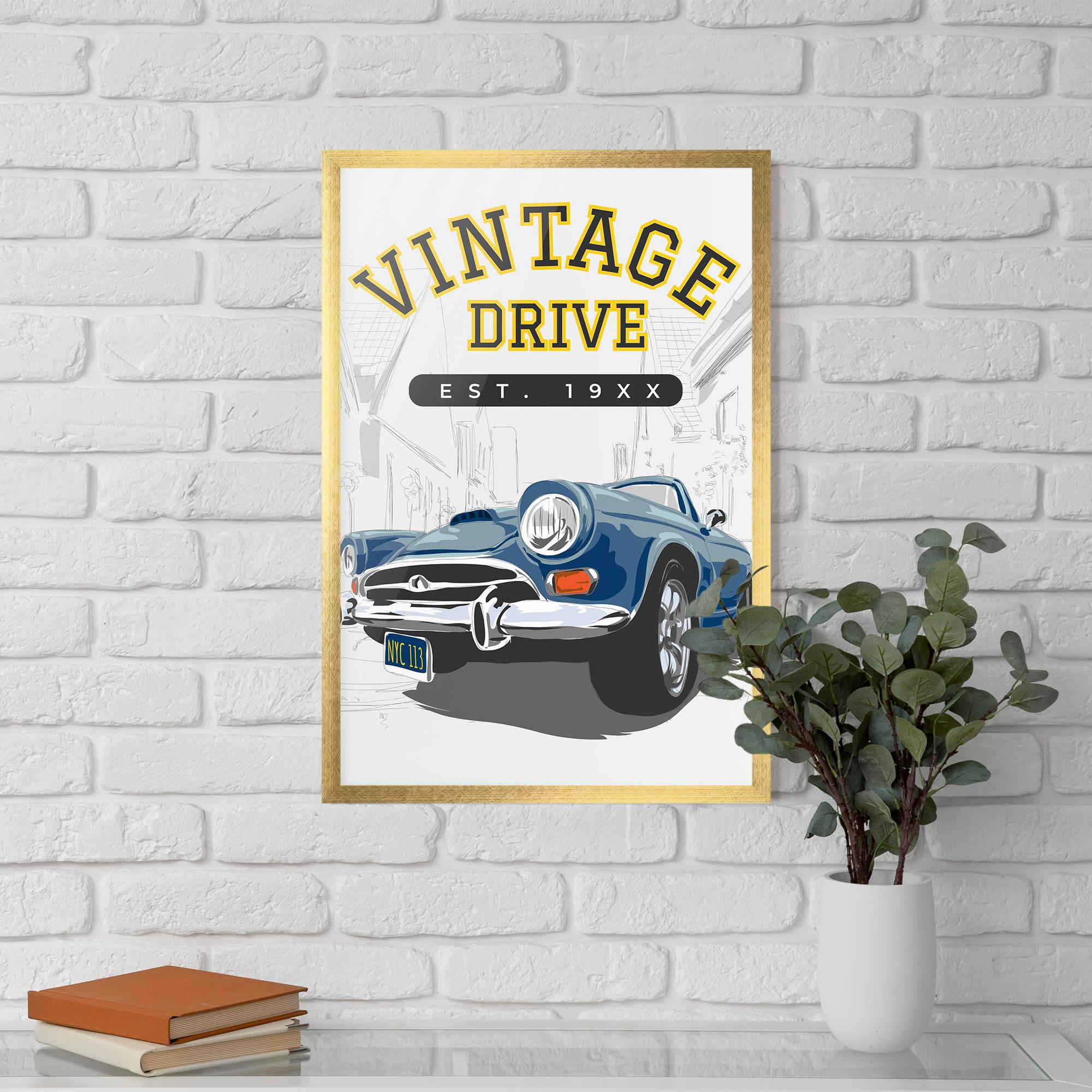 Keretezett Poszter Vintage Drive mockup 5