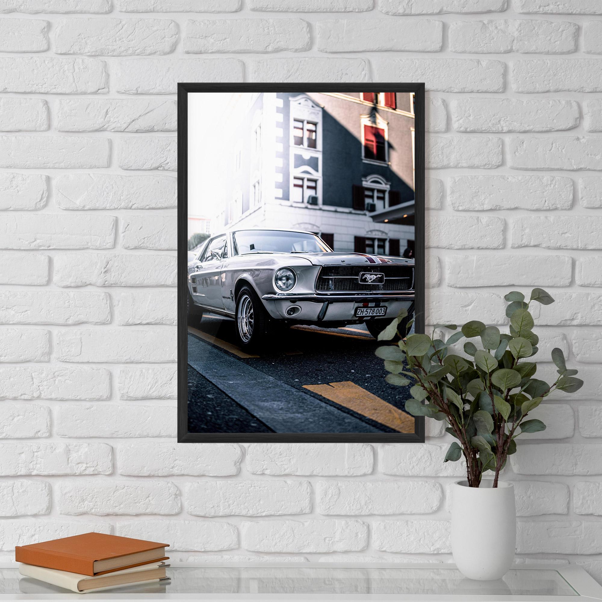 Keretezett Poszter Vintage White Car mockup 5