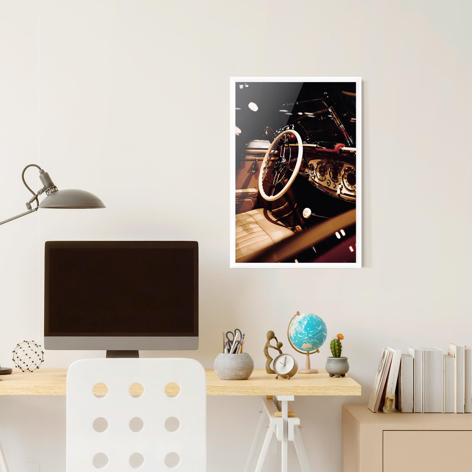 Keretezett Poszter White Steering Wheel mockup 6