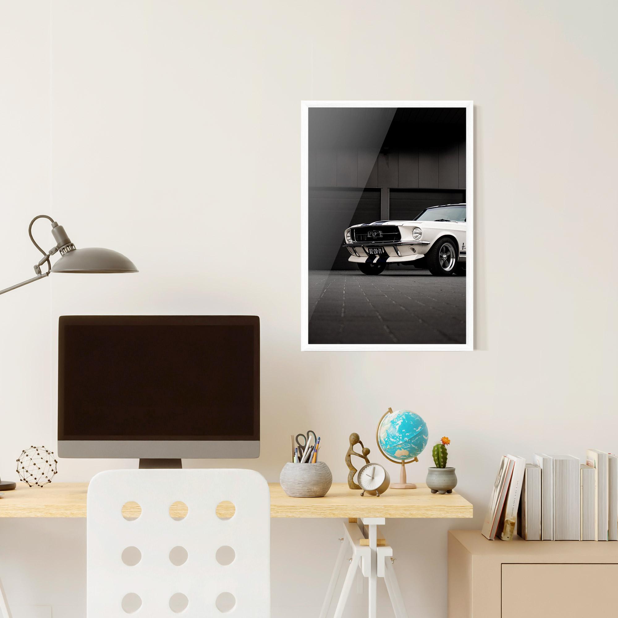 Keretezett Poszter White Vintage Car mockup 6