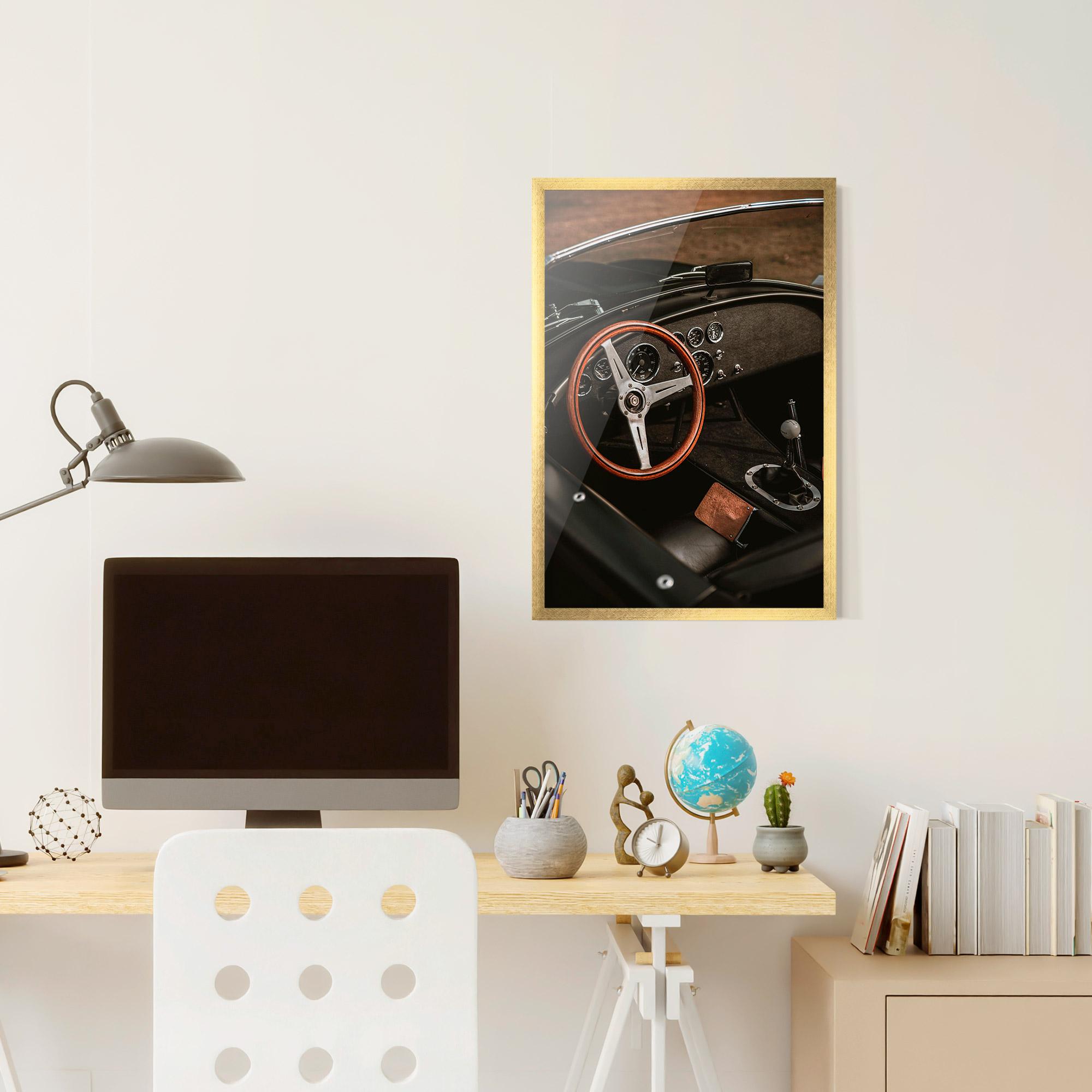Keretezett Poszter Orange Steering Wheel mockup 6