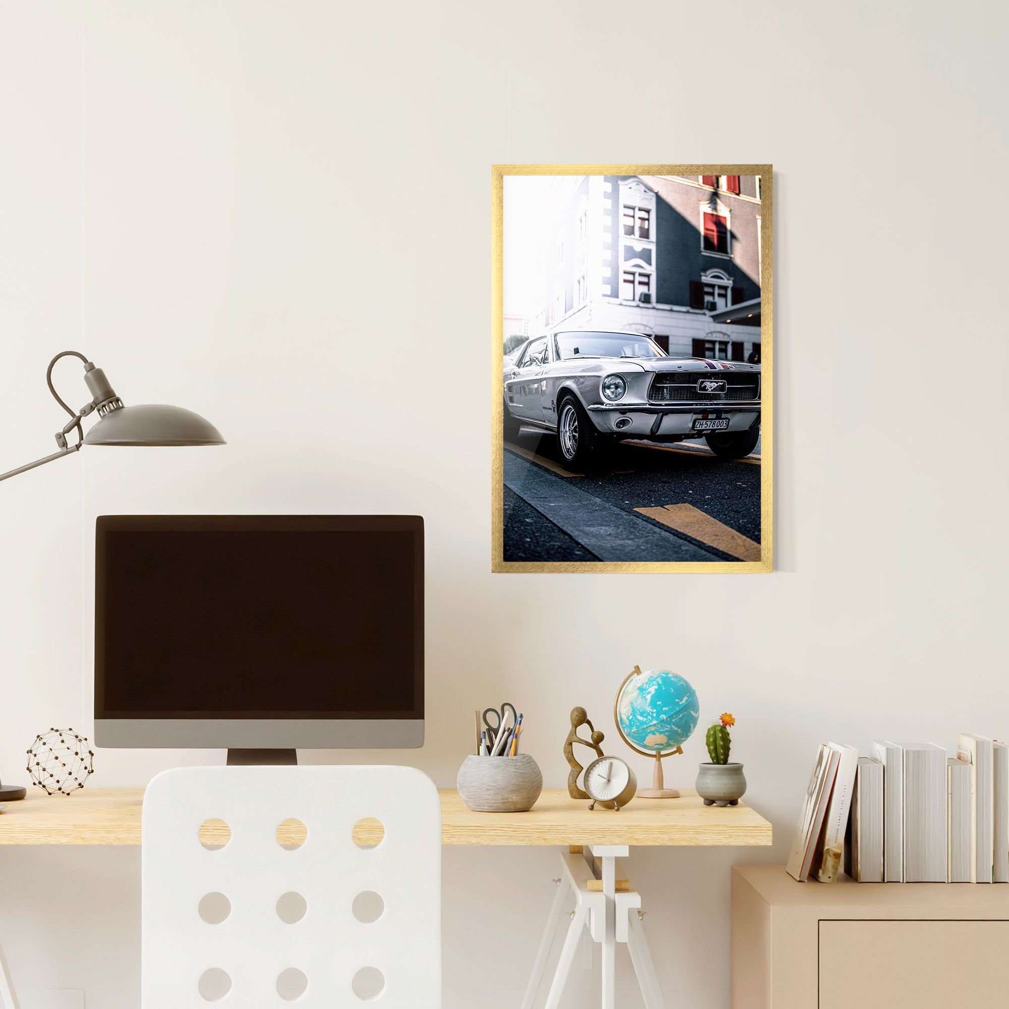 Vintage White Car mockup 6