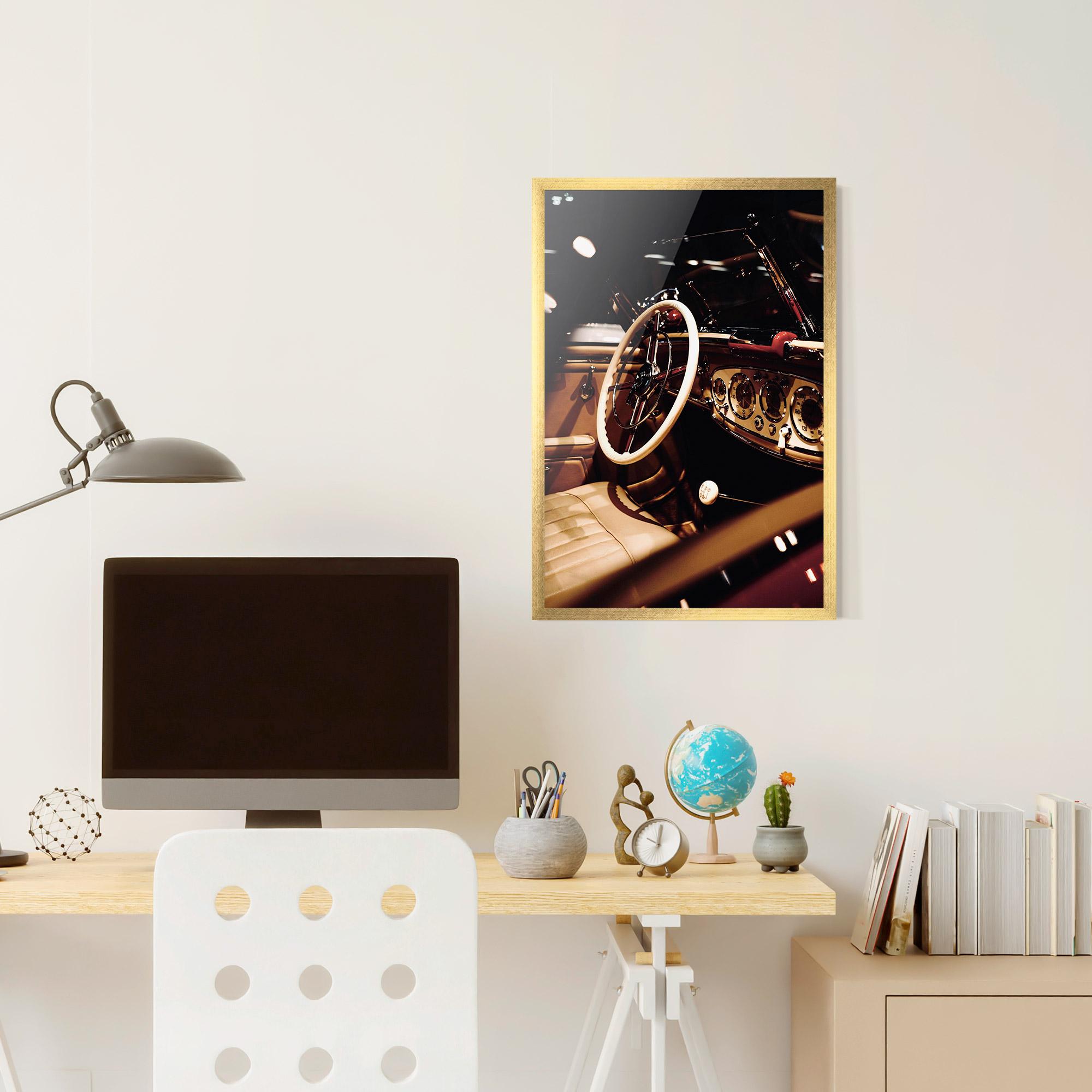 Keretezett Poszter White Steering Wheel mockup 6