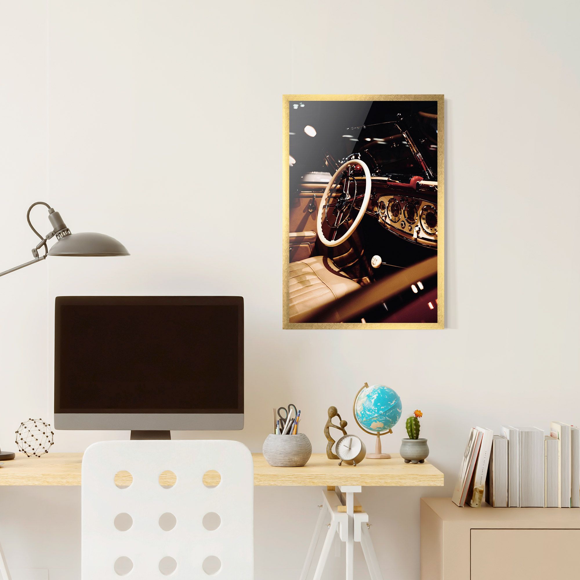 White Steering Wheel mockup 6