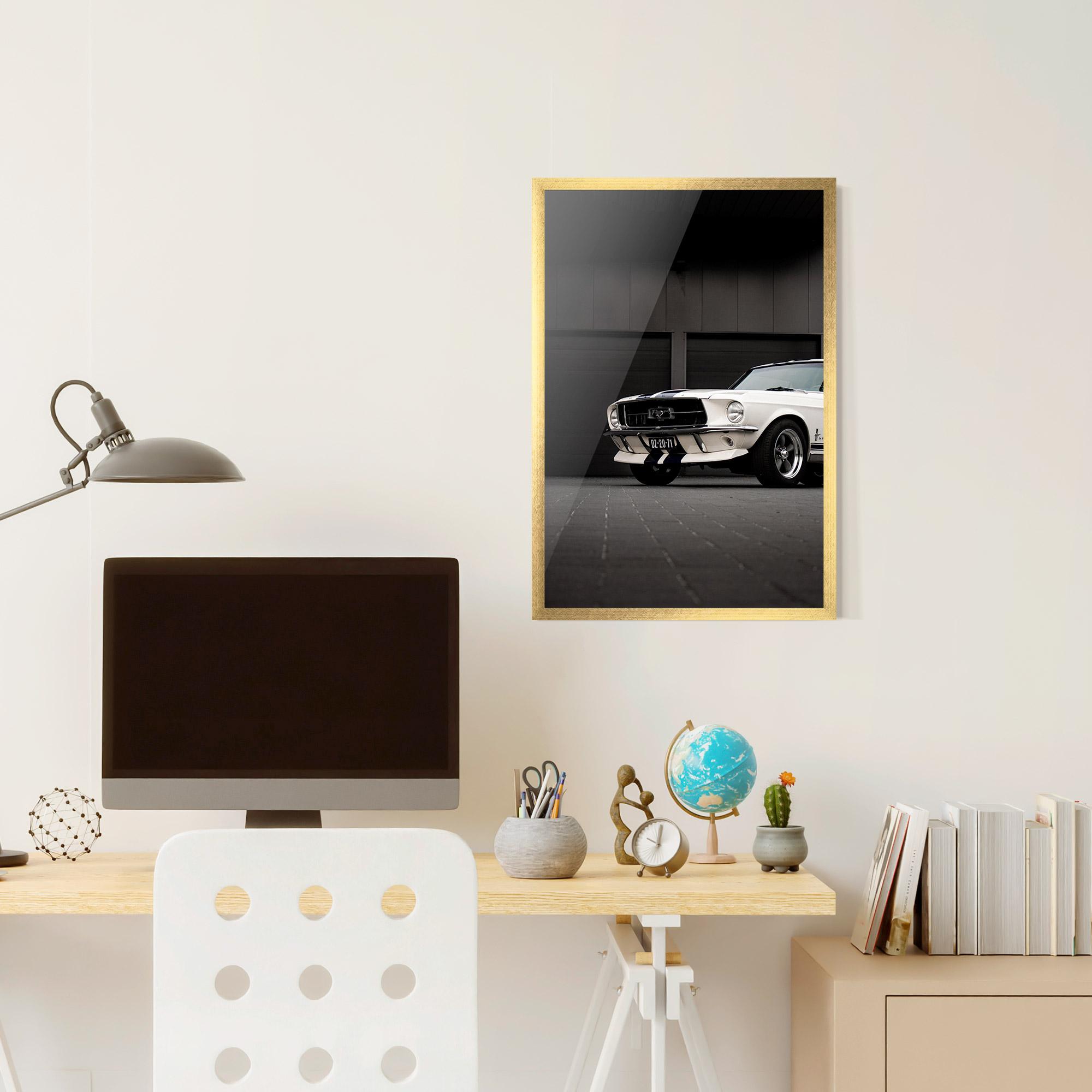 Keretezett Poszter White Vintage Car mockup 6