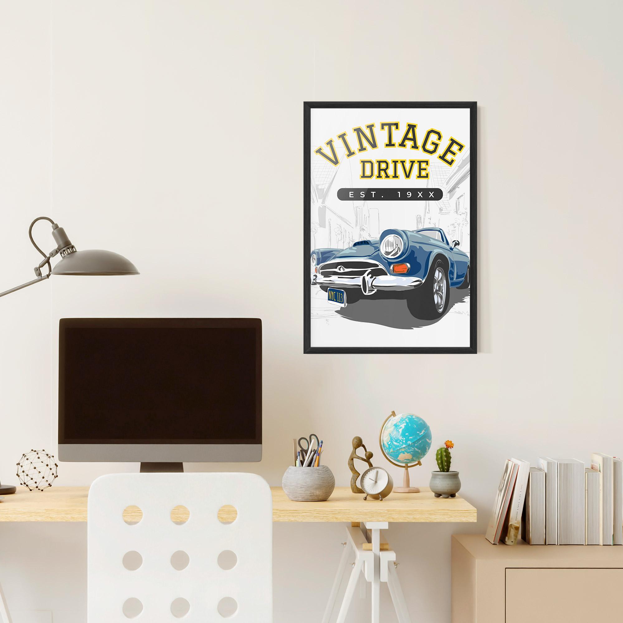 Keretezett Poszter Vintage Drive mockup 6