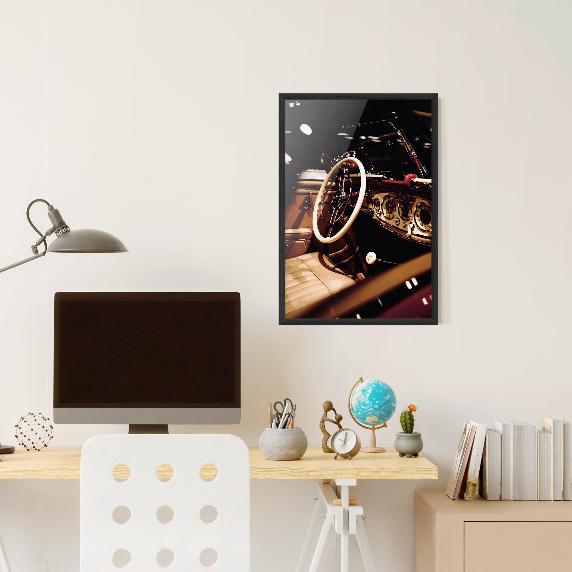 Keretezett Poszter White Steering Wheel mockup 6