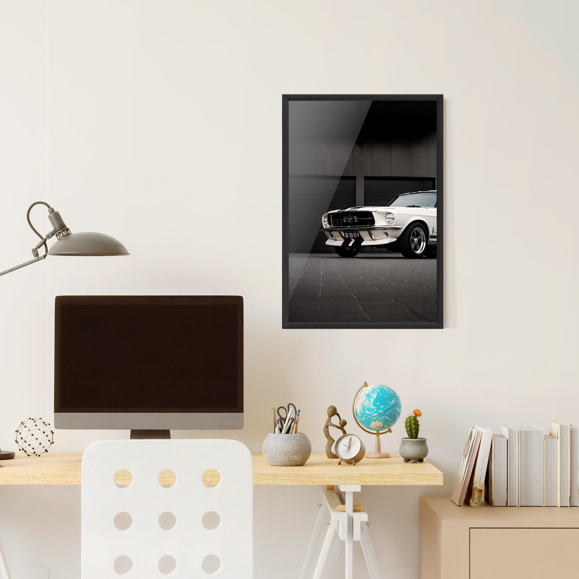 Keretezett Poszter White Vintage Car mockup 6