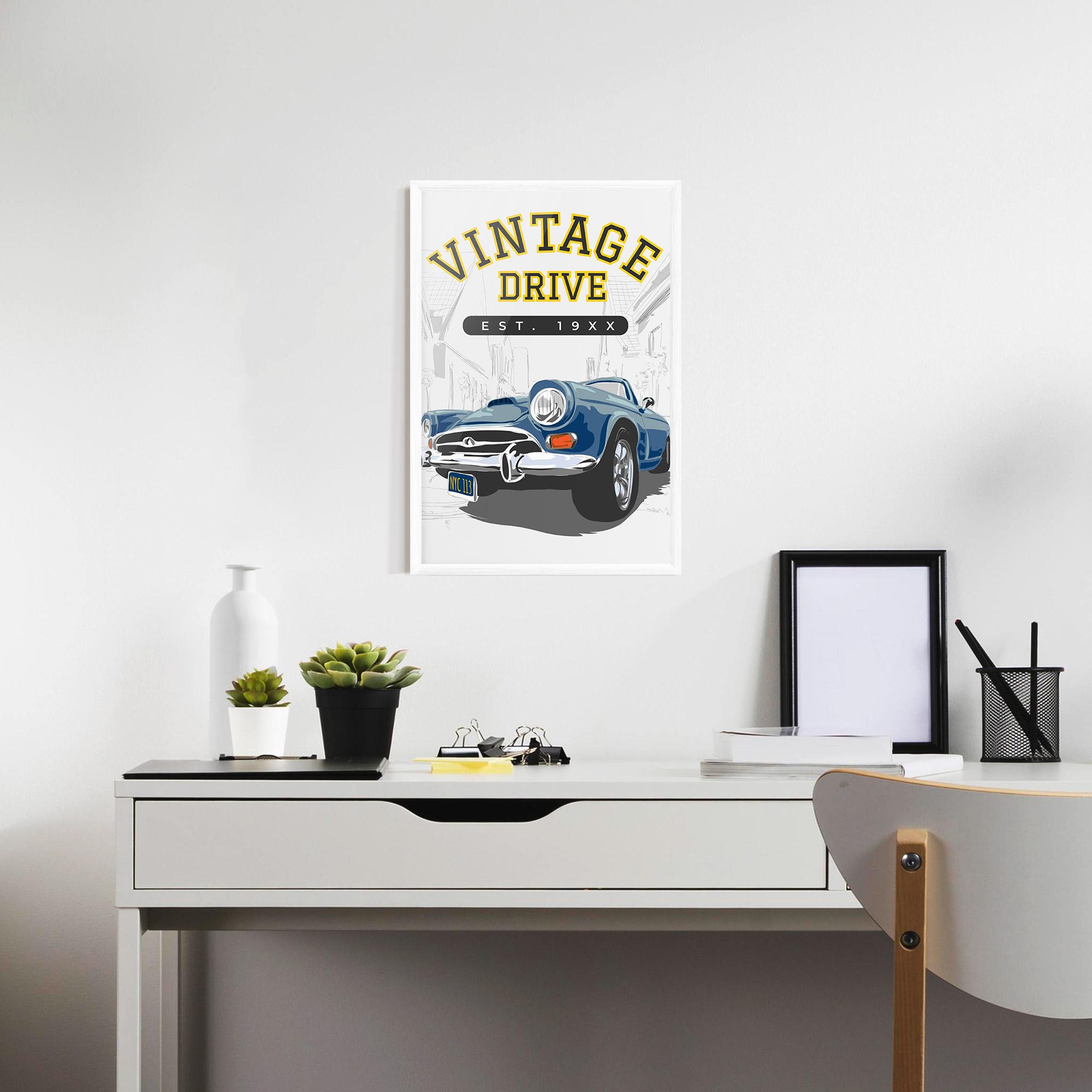 Keretezett Poszter Vintage Drive mockup 7