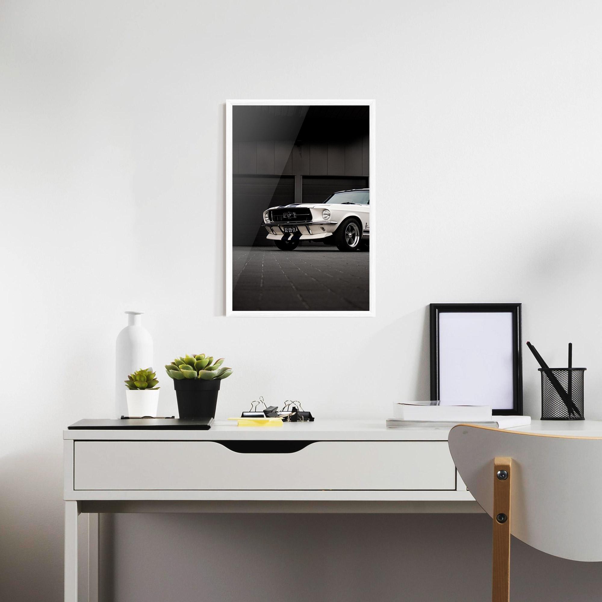 Keretezett Poszter White Vintage Car mockup 7