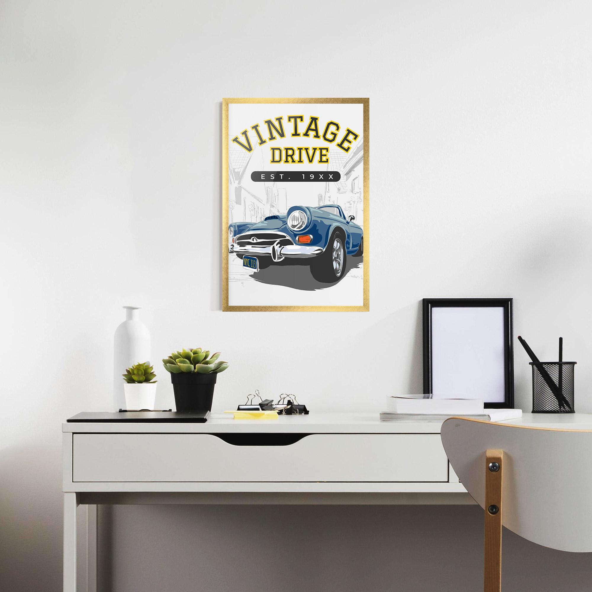 Keretezett Poszter Vintage Drive mockup 7