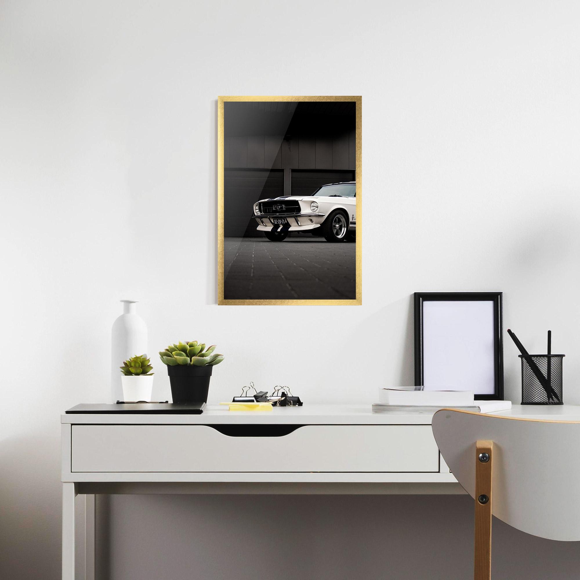 Keretezett Poszter White Vintage Car mockup 7