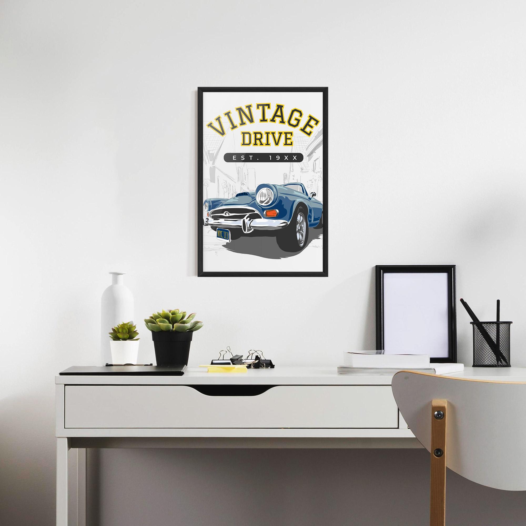 Keretezett Poszter Vintage Drive mockup 7