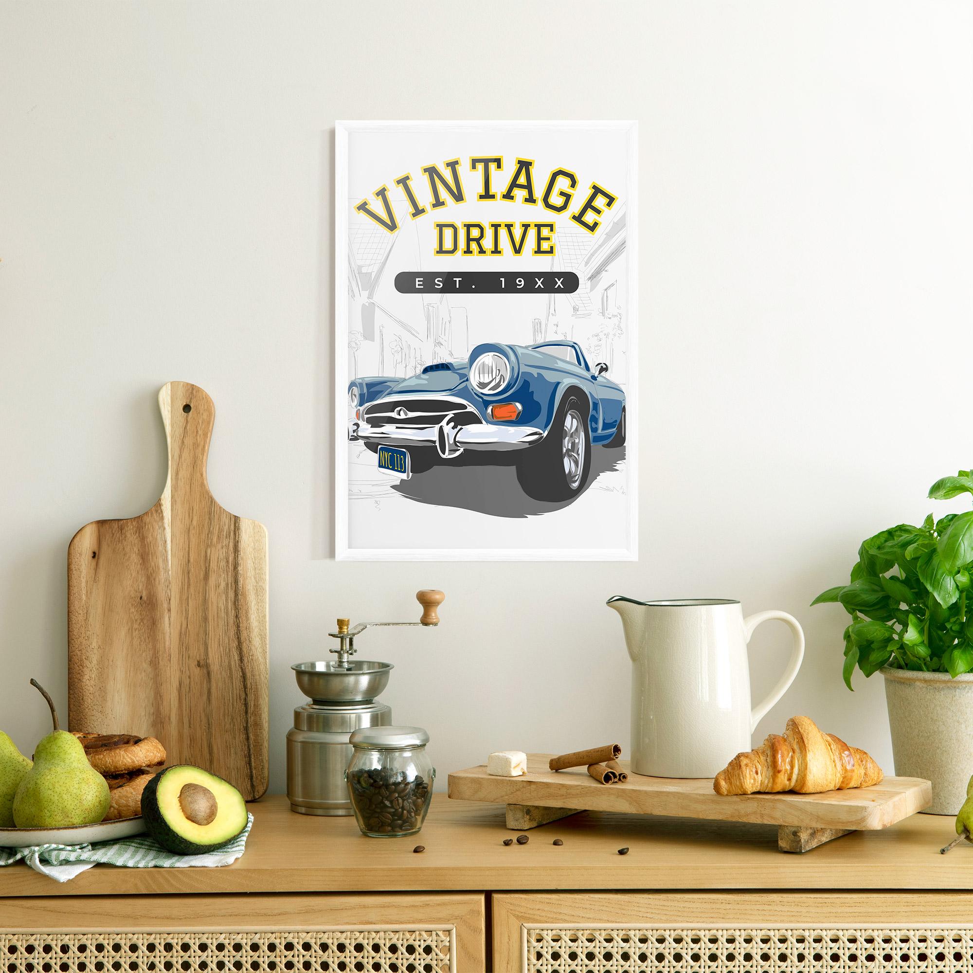 Keretezett Poszter Vintage Drive mockup 8