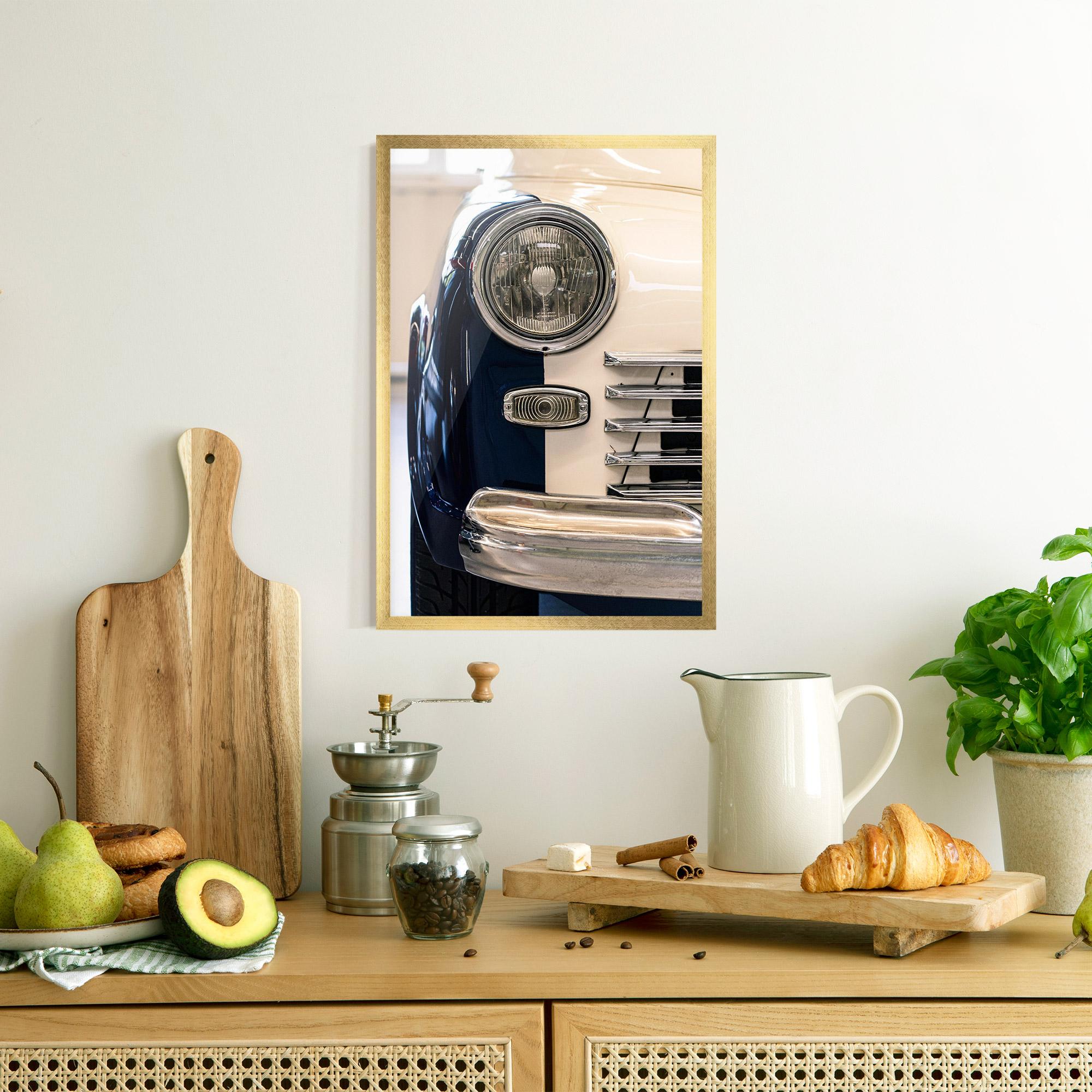 Keretezett Poszter Blue White Car mockup 8