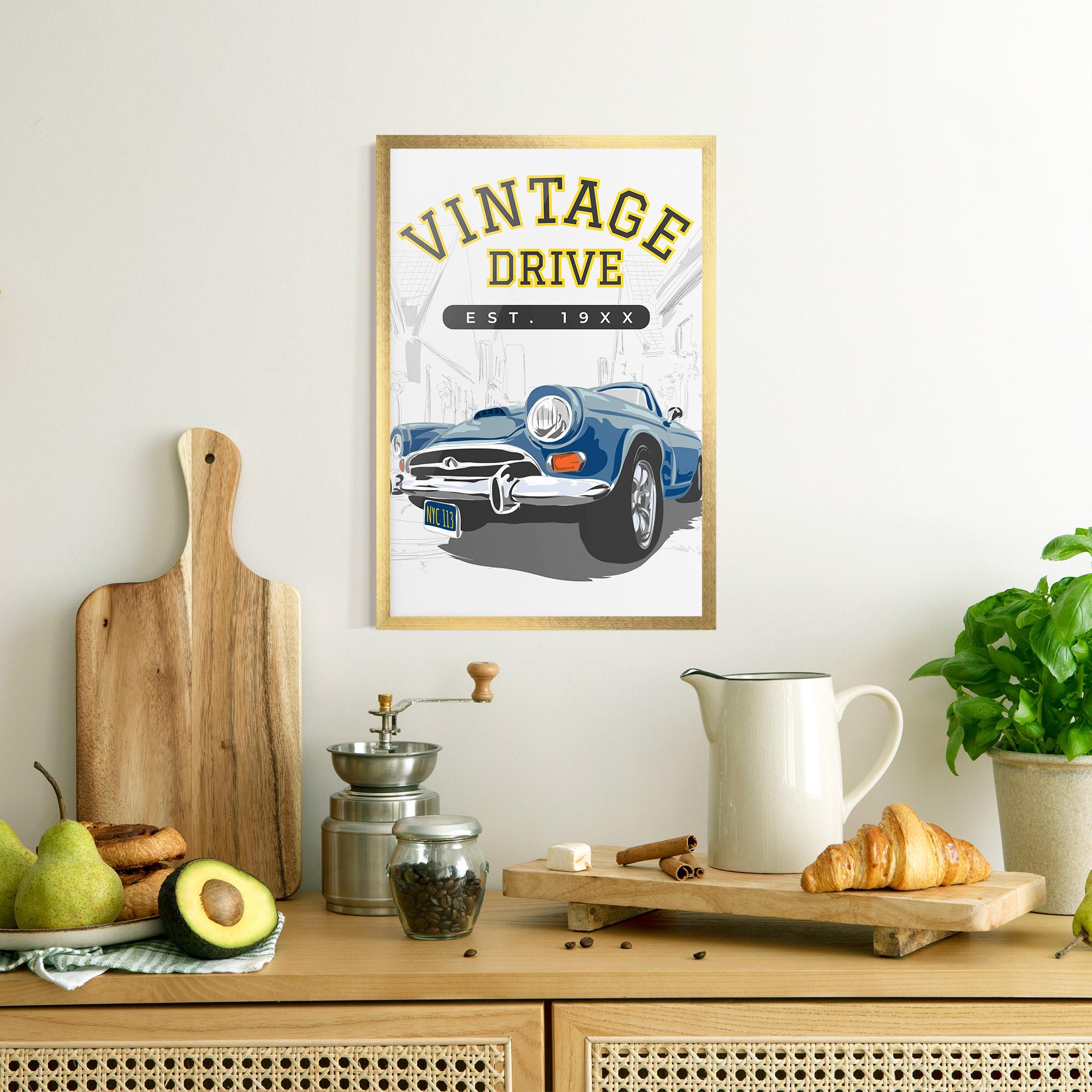 Keretezett Poszter Vintage Drive mockup 8