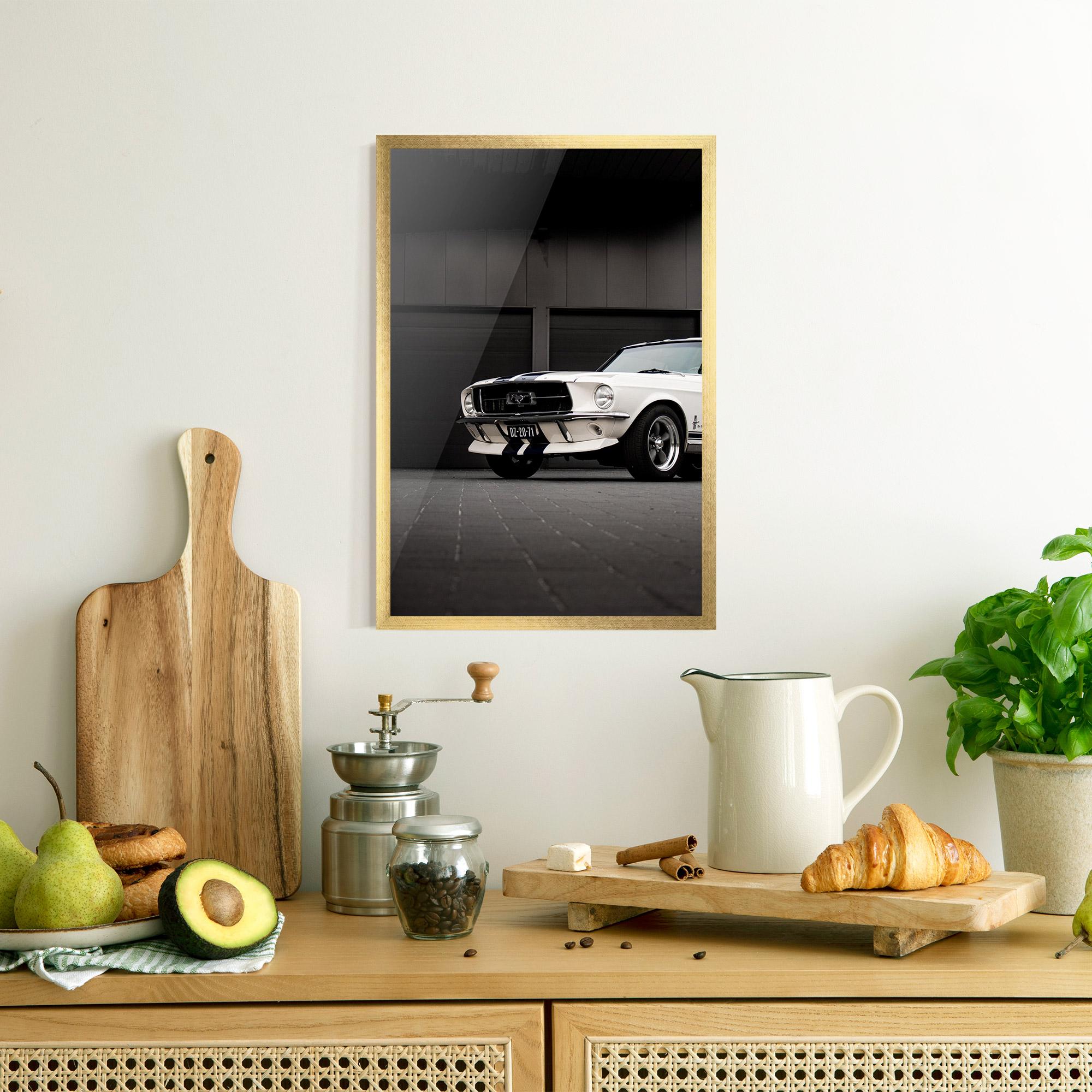 Keretezett Poszter White Vintage Car mockup 8