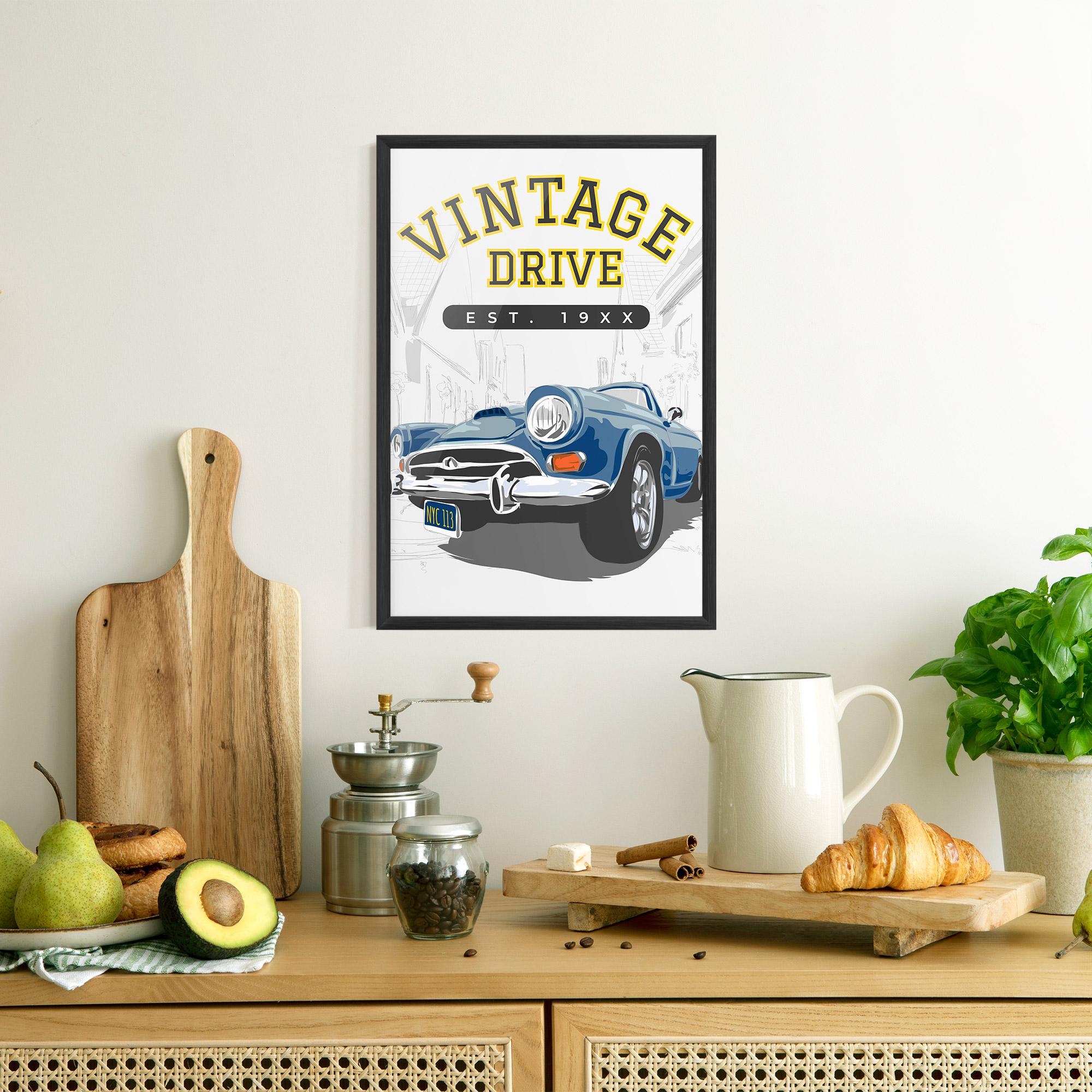 Keretezett Poszter Vintage Drive mockup 8