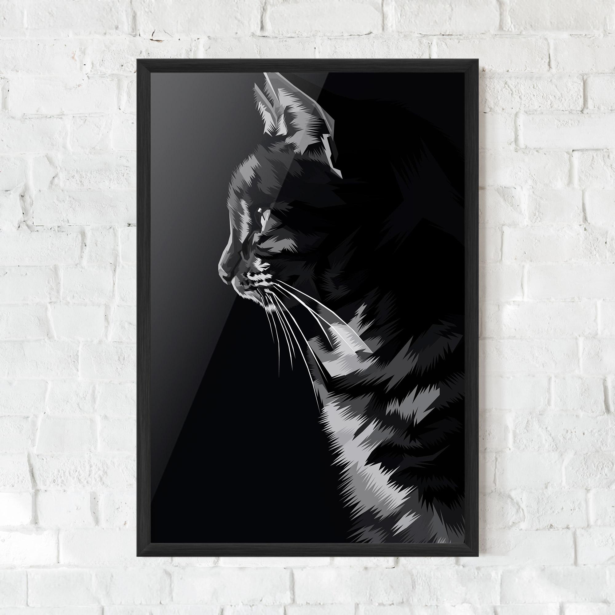 Keretezett Poszter Black Grey Cat mockup 0