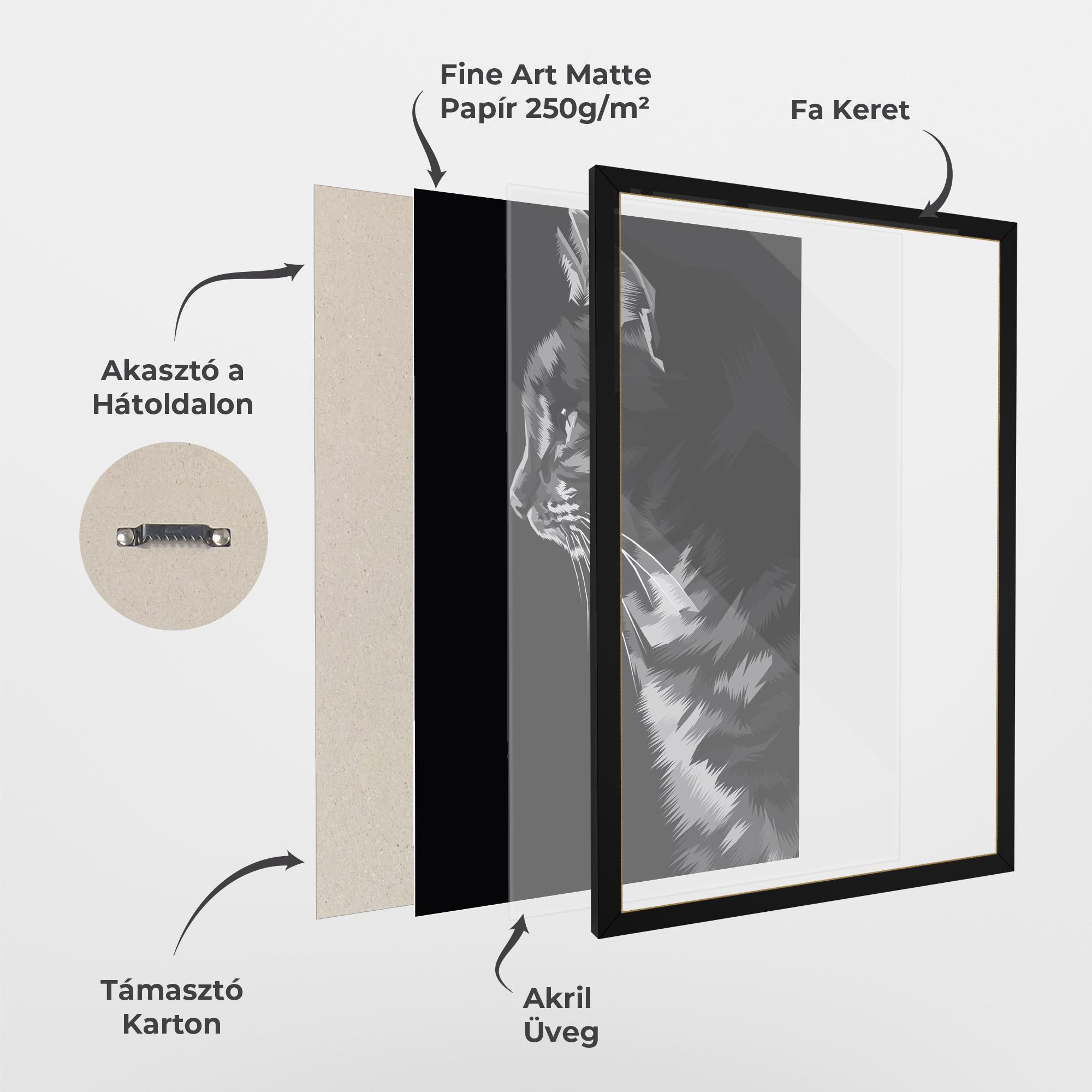 Keretezett Poszter Black Grey Cat mockup 1
