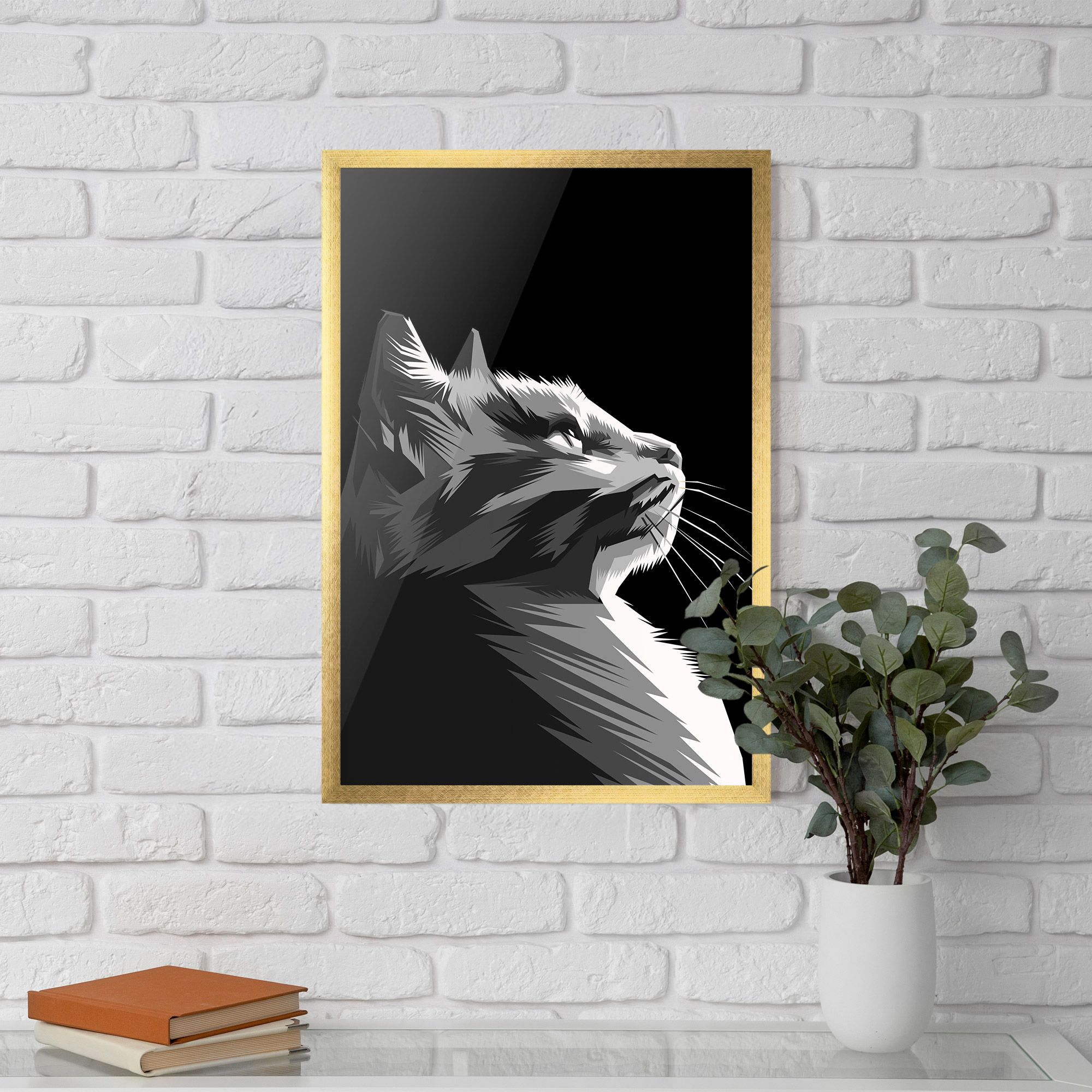 Grey Cat On Black mockup 5