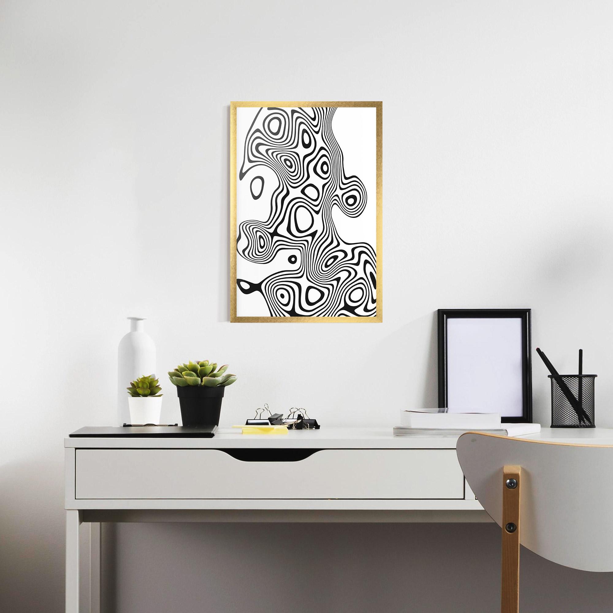 Keretezett Poszter Abstract Line Grey Black mockup 7