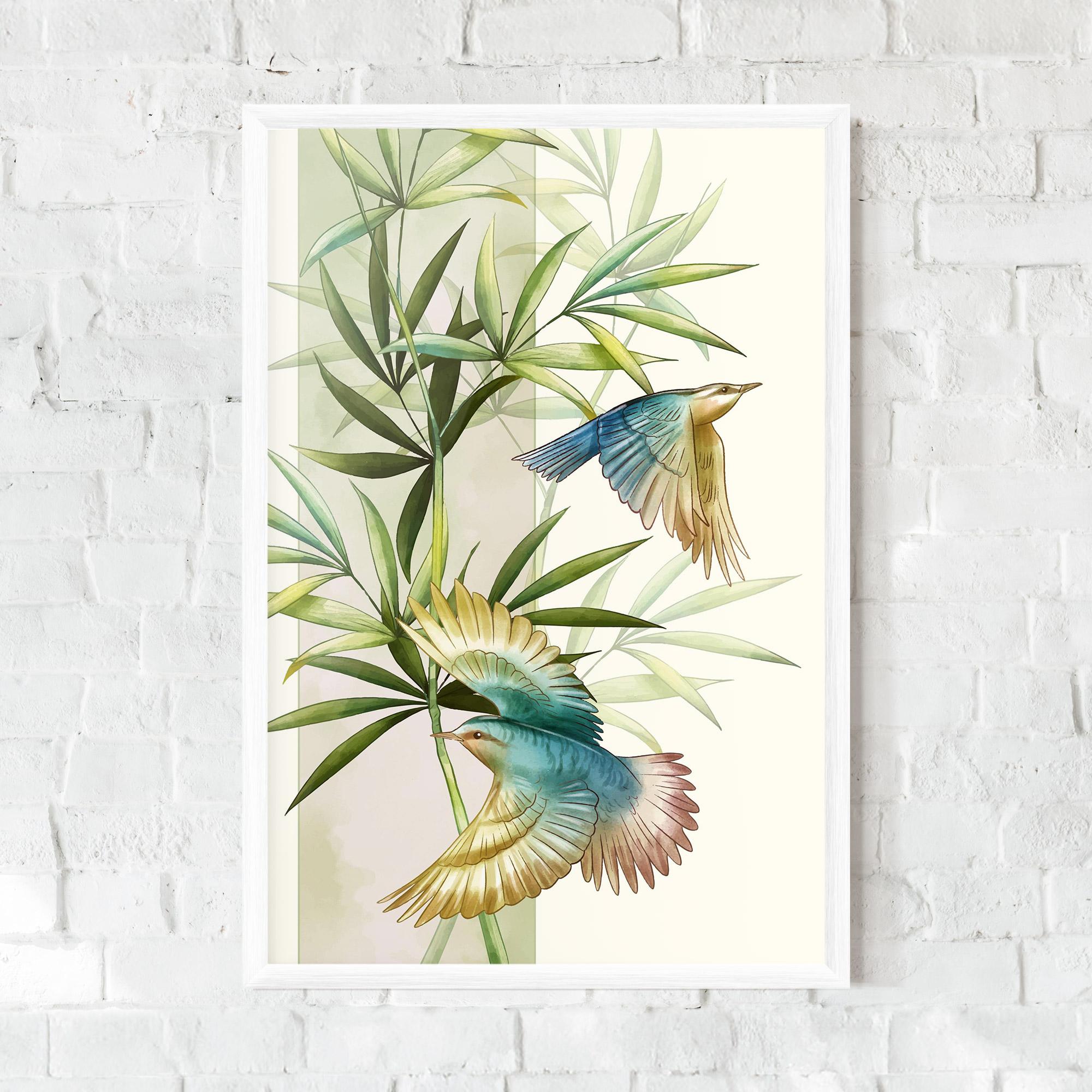 Keretezett Poszter Asiatic Blue Birds mockup 0