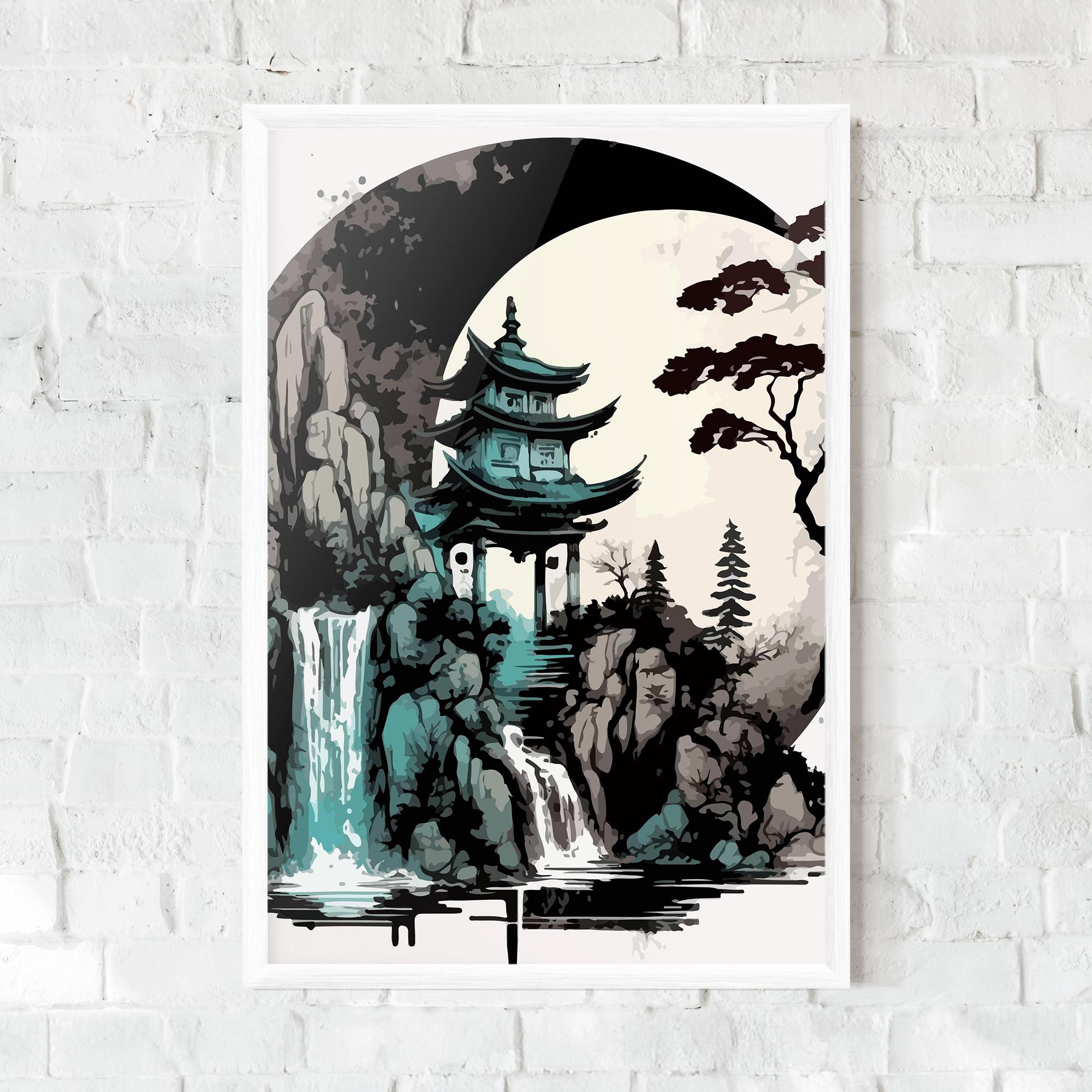 Keretezett Poszter Blue Temple Art mockup 0