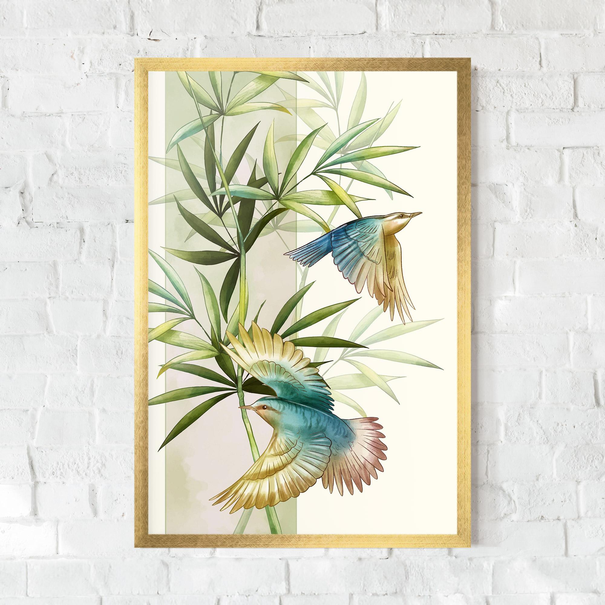 Keretezett Poszter Asiatic Blue Birds mockup 0