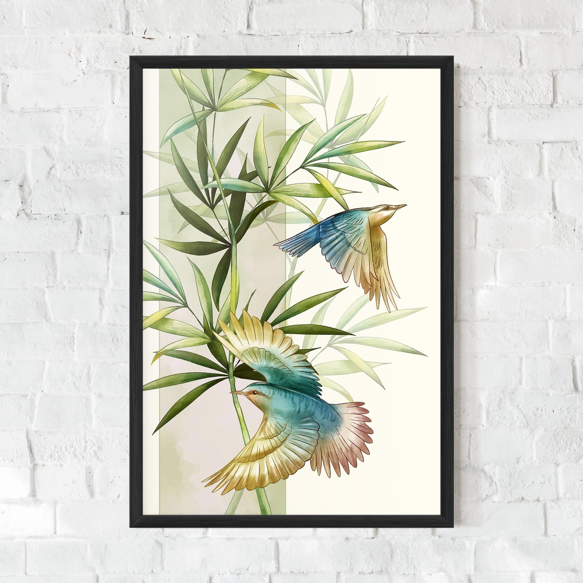 Keretezett Poszter Asiatic Blue Birds mockup 0