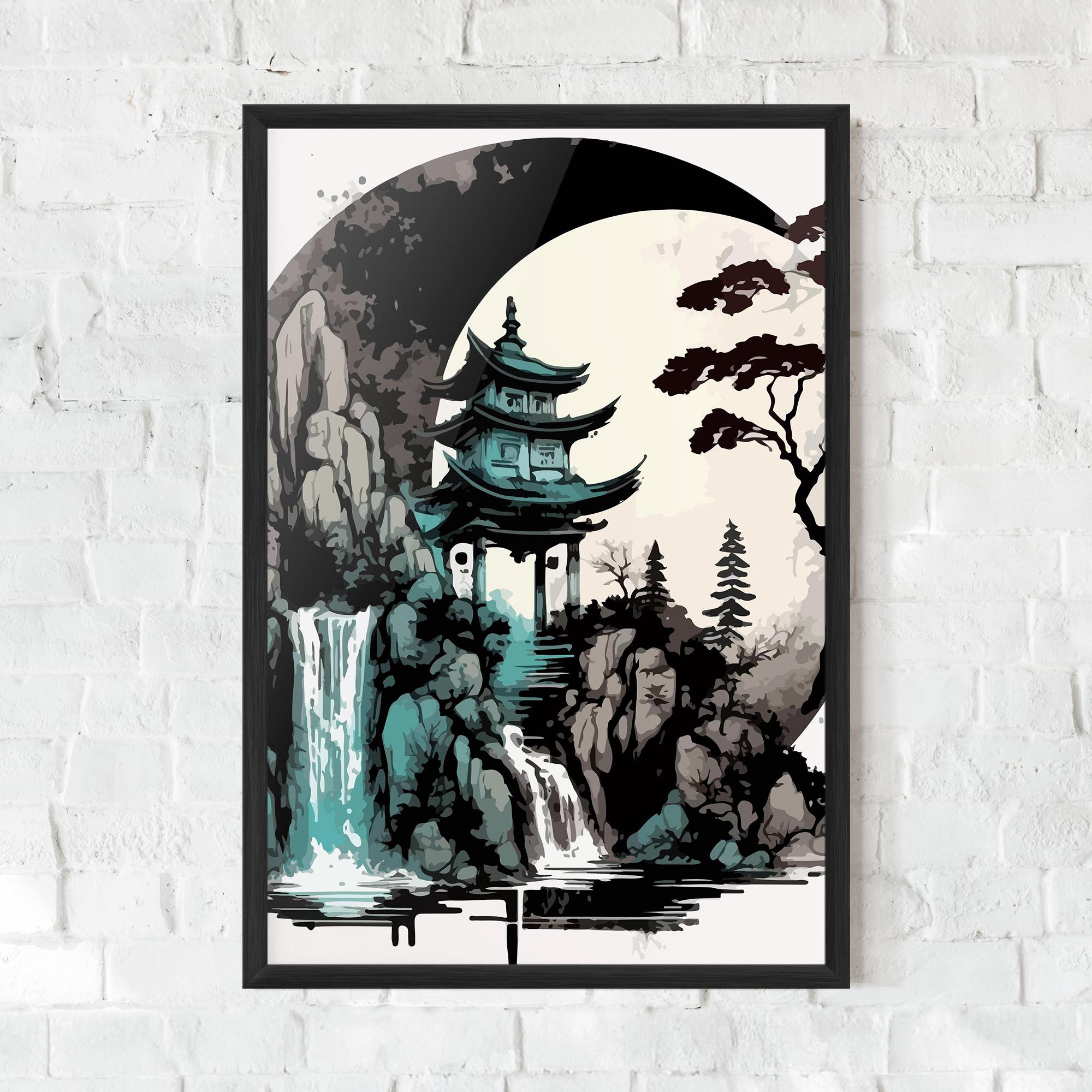 Keretezett Poszter Blue Temple Art mockup 0