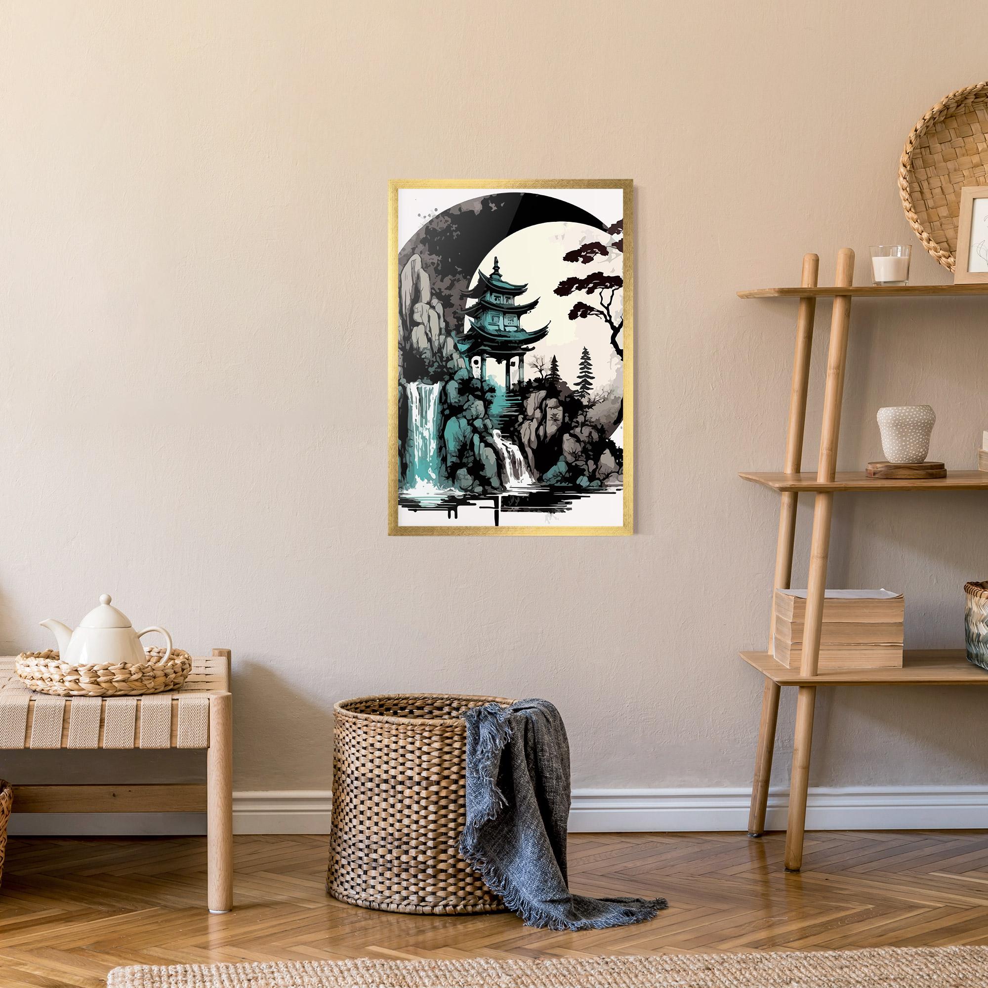 Keretezett Poszter Blue Temple Art mockup 9