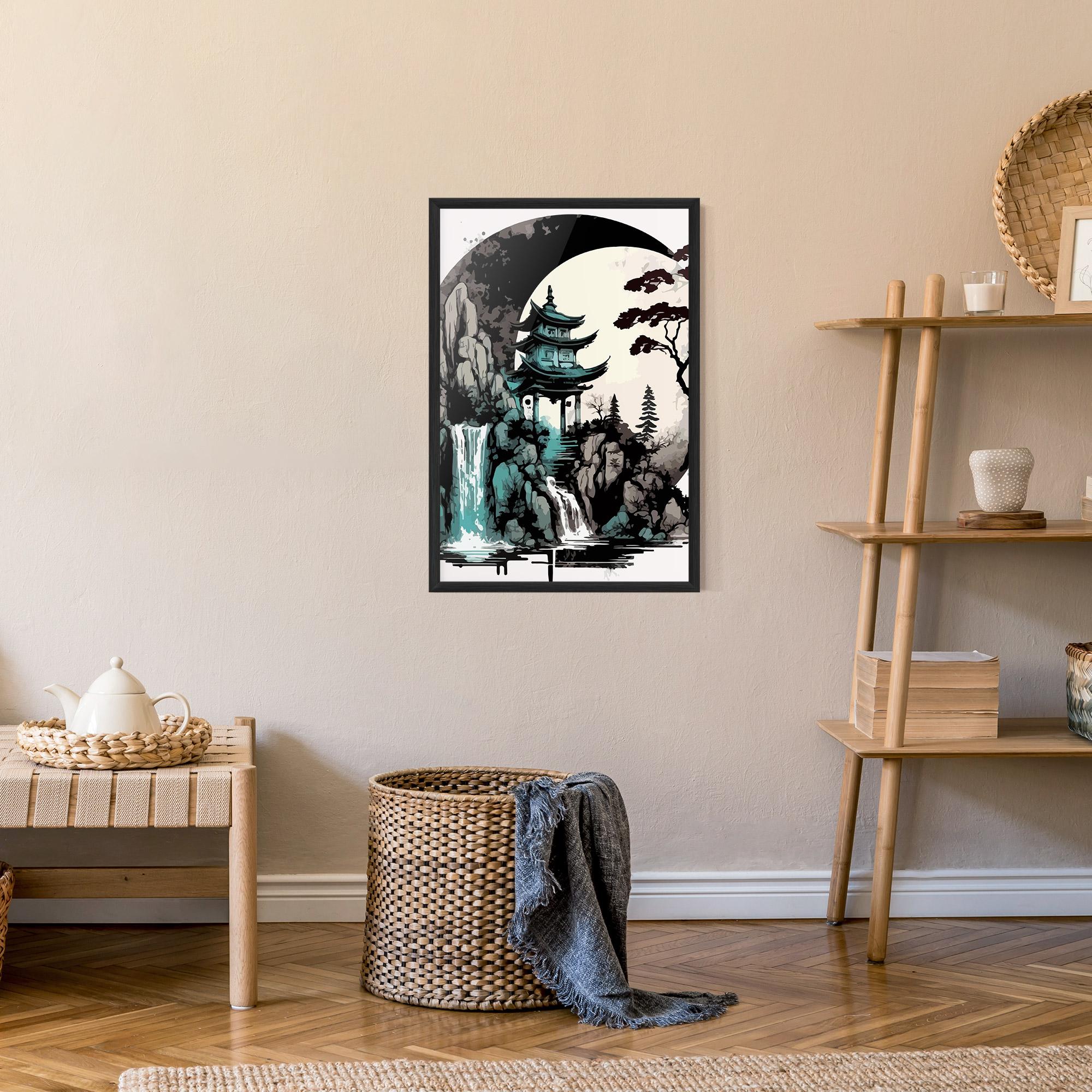 Keretezett Poszter Blue Temple Art mockup 9