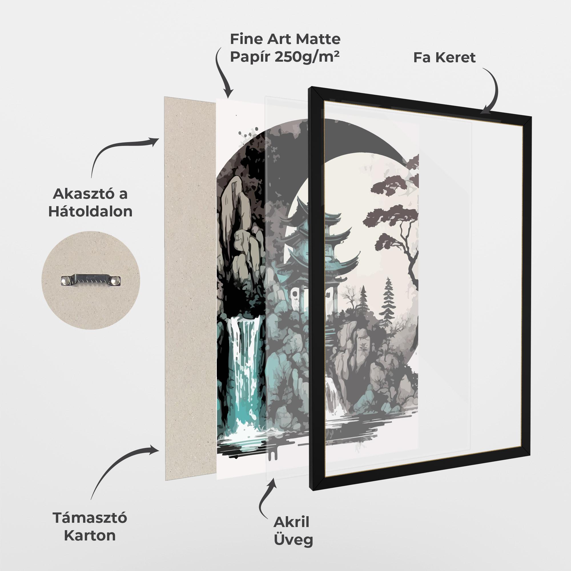 Keretezett Poszter Blue Temple Art mockup 1