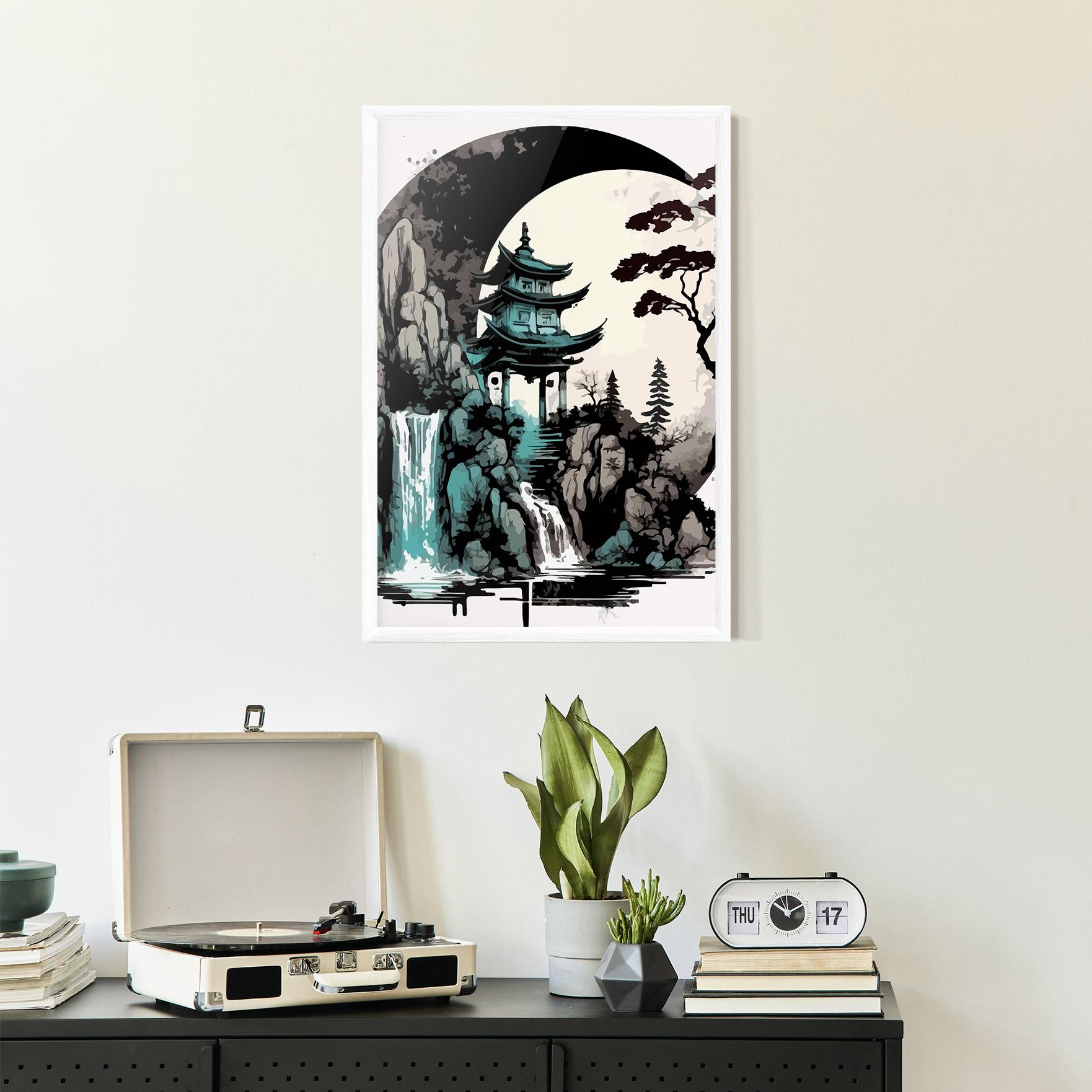 Keretezett Poszter Blue Temple Art mockup 2