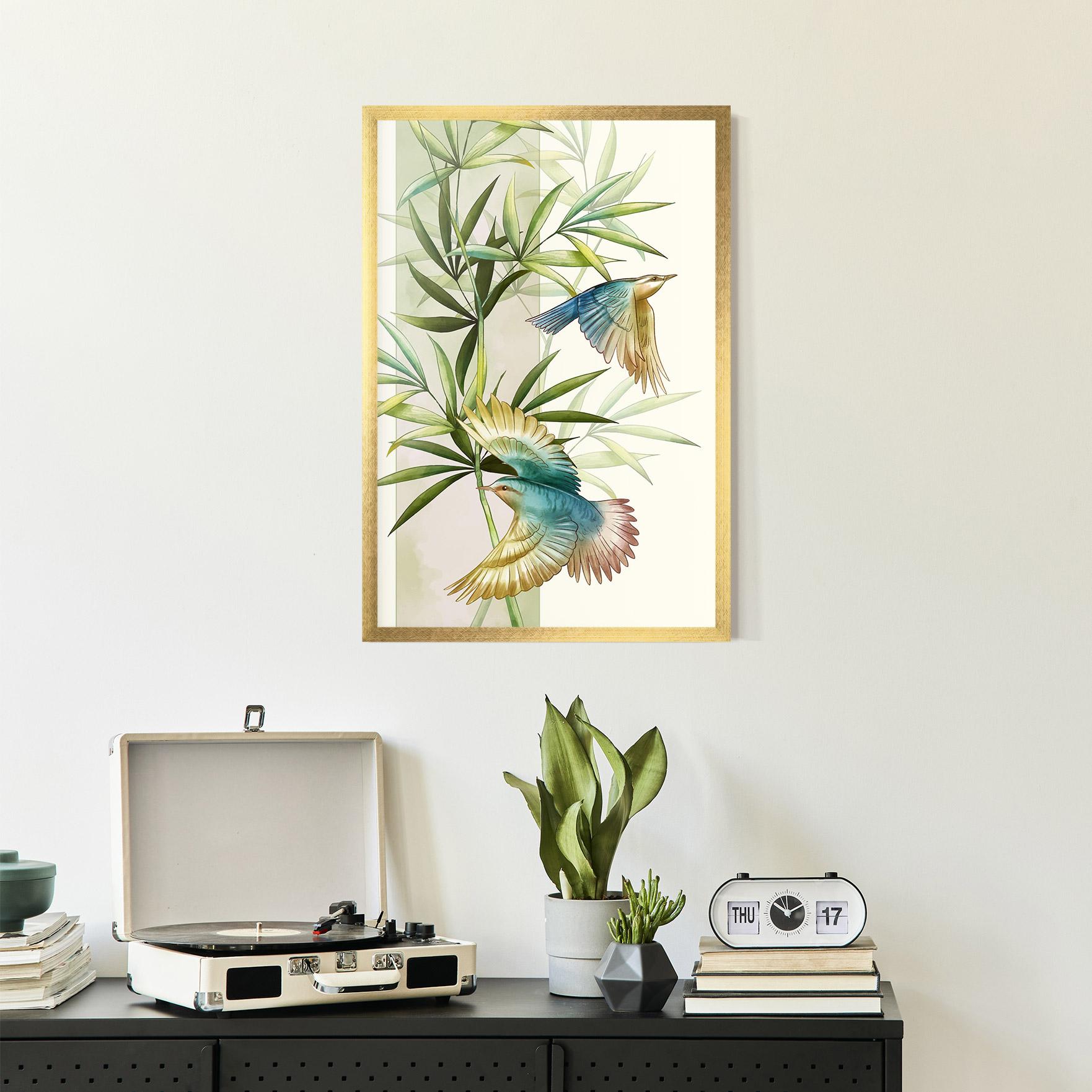 Keretezett Poszter Asiatic Blue Birds mockup 2