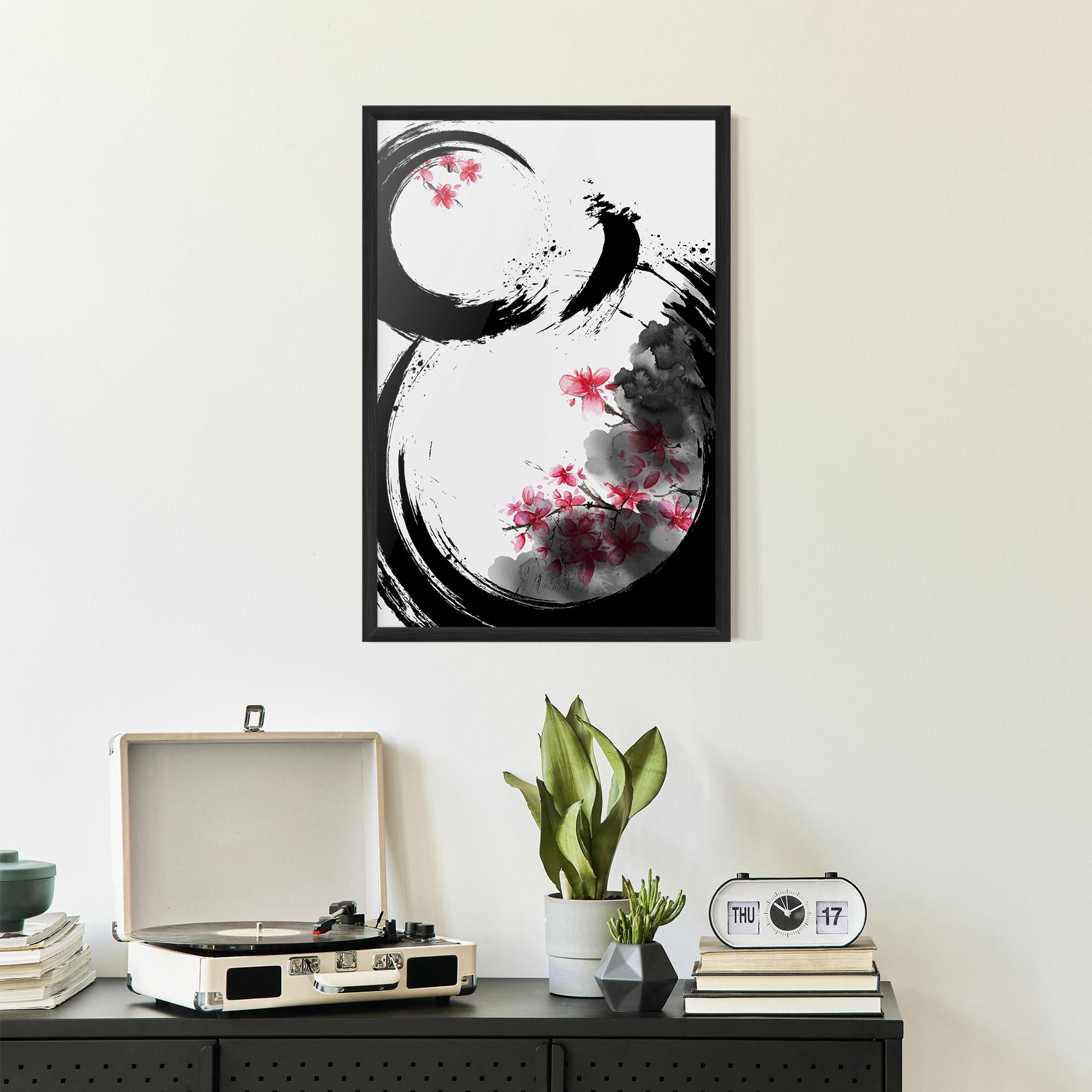 Keretezett Poszter Pink Flower Smoke mockup 2