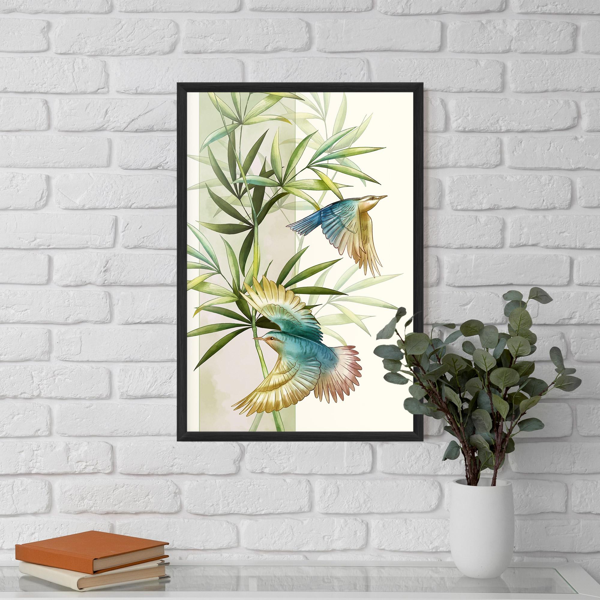 Keretezett Poszter Asiatic Blue Birds mockup 5