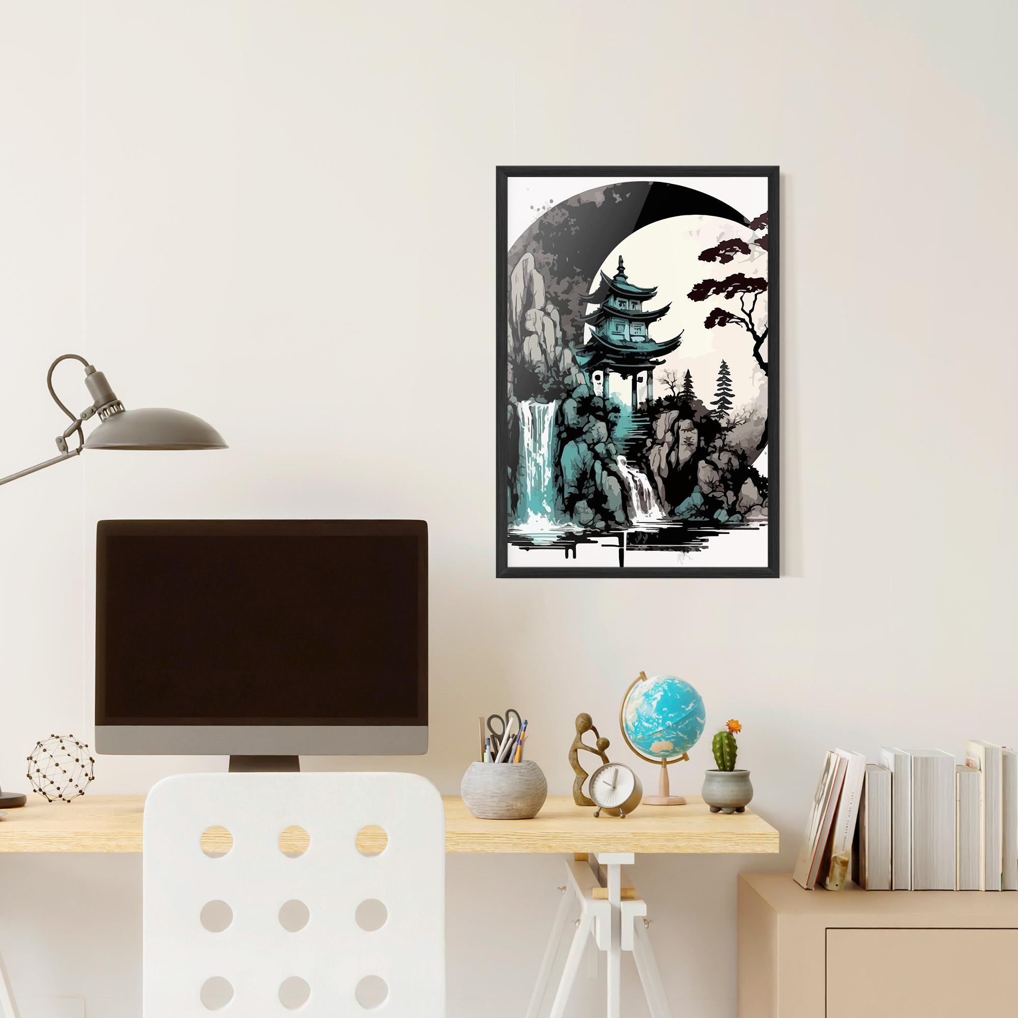 Keretezett Poszter Blue Temple Art mockup 6