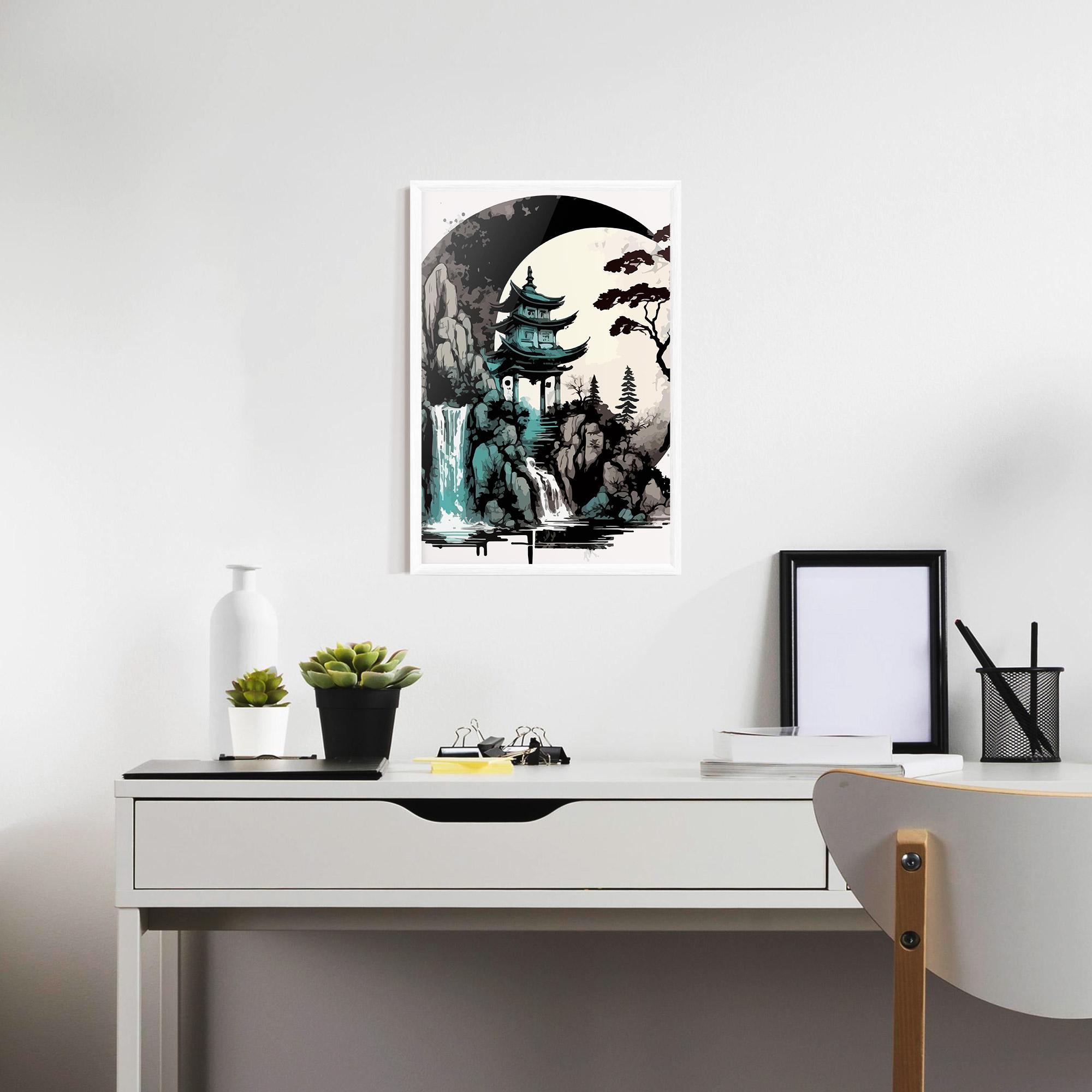 Keretezett Poszter Blue Temple Art mockup 7