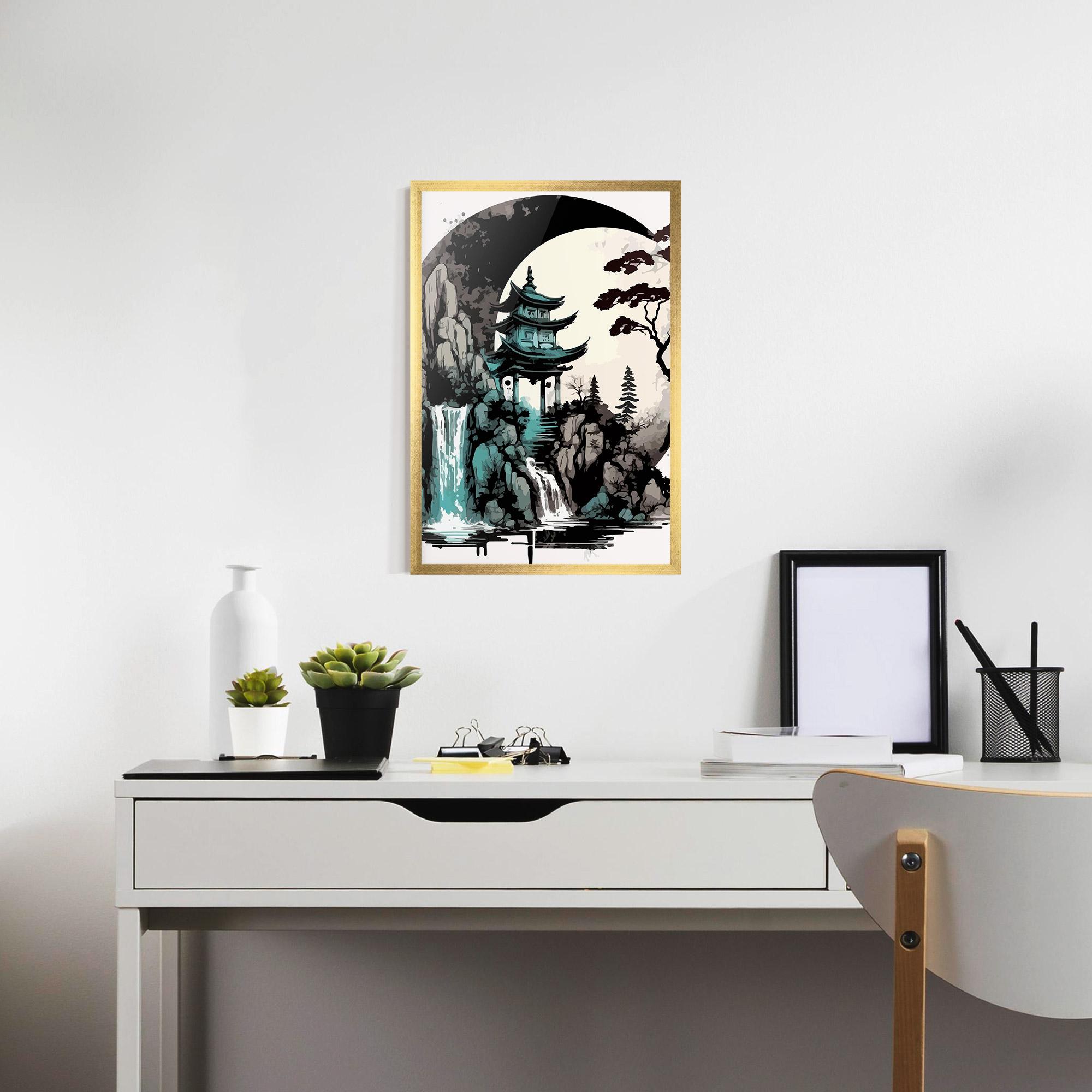 Keretezett Poszter Blue Temple Art mockup 7