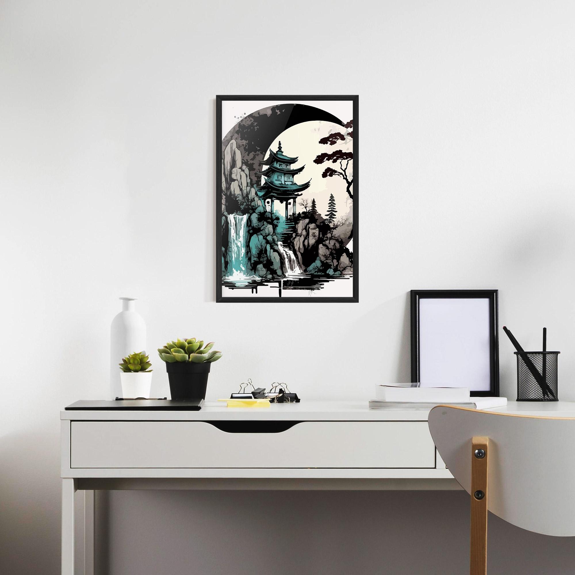 Keretezett Poszter Blue Temple Art mockup 7