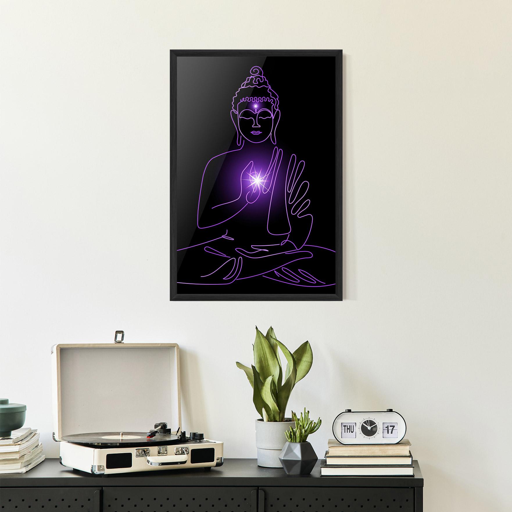 Keretezett Poszter Glowing Buddha mockup 2