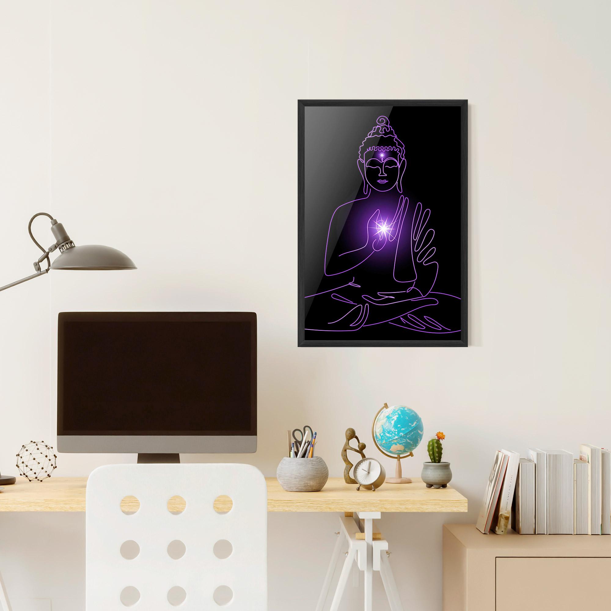 Keretezett Poszter Glowing Buddha mockup 6