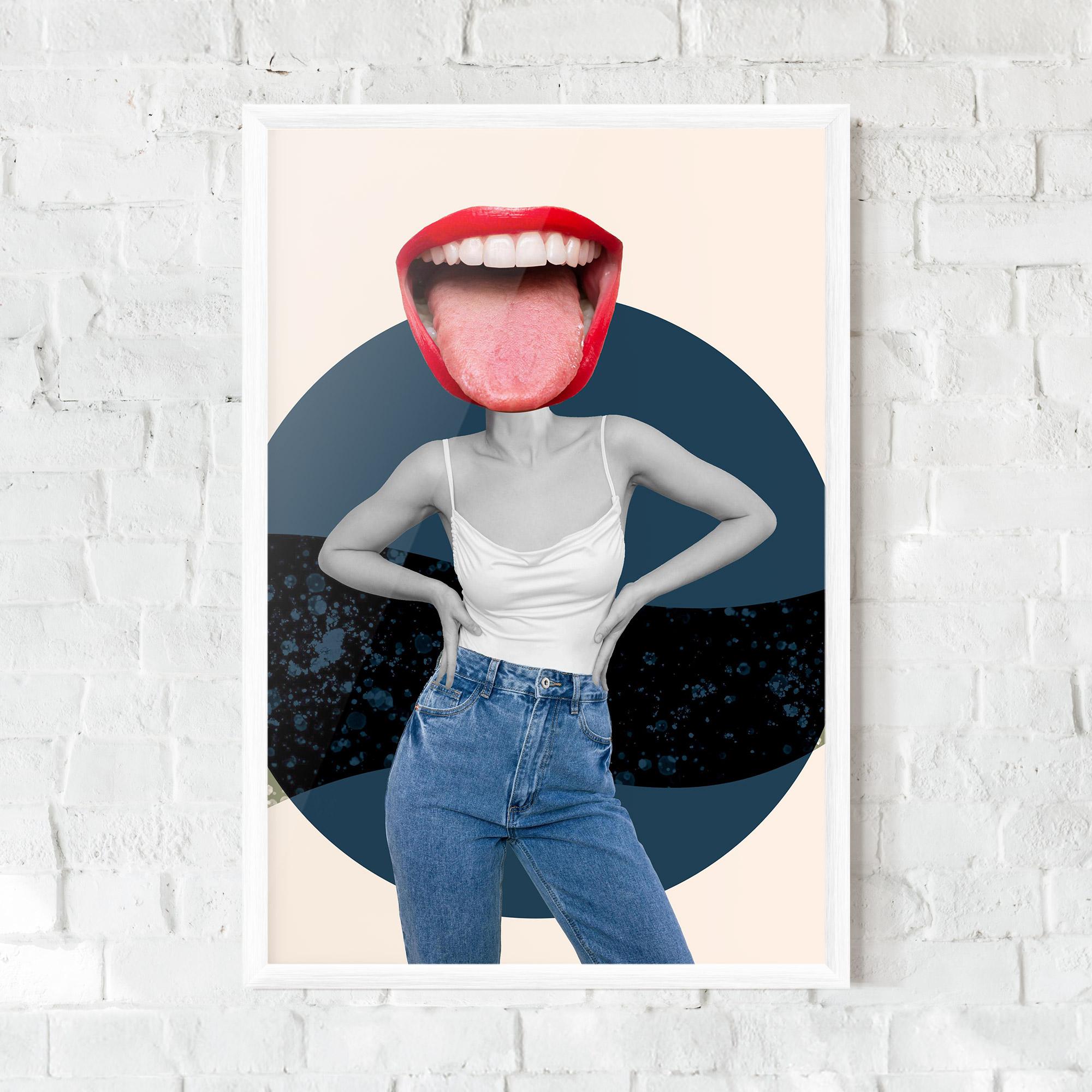 Keretezett Poszter Blue Jeans Lips mockup 0