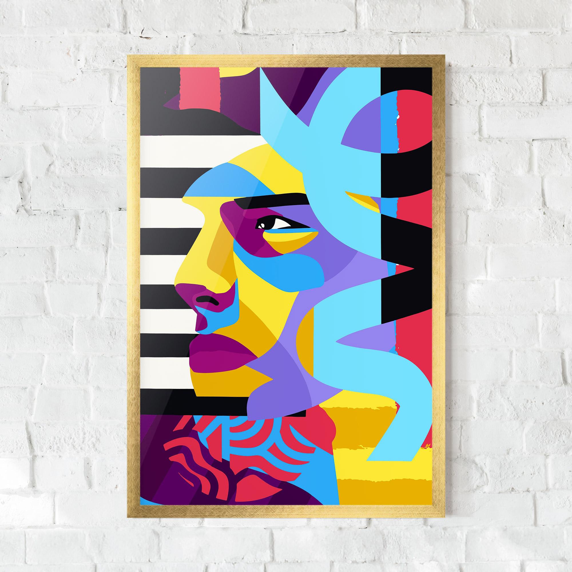 Keretezett Poszter Abstract Male Face mockup 0