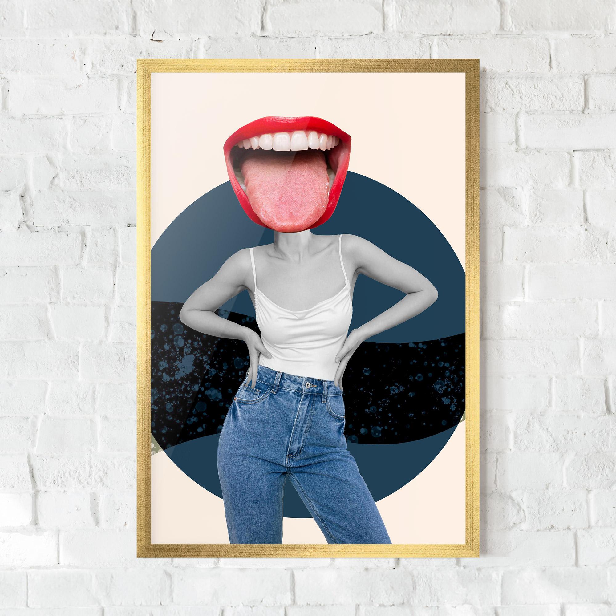 Keretezett Poszter Blue Jeans Lips mockup 0